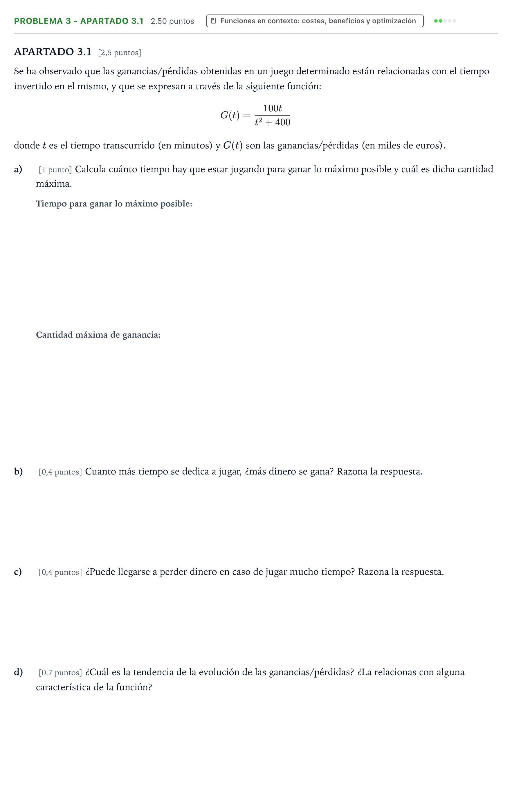 Enunciado: Problema 3 - Apartado 3.1 · Matemáticas aplicadas a las Ciencias Sociales II PAU País Vasco Extraordinaria 2025