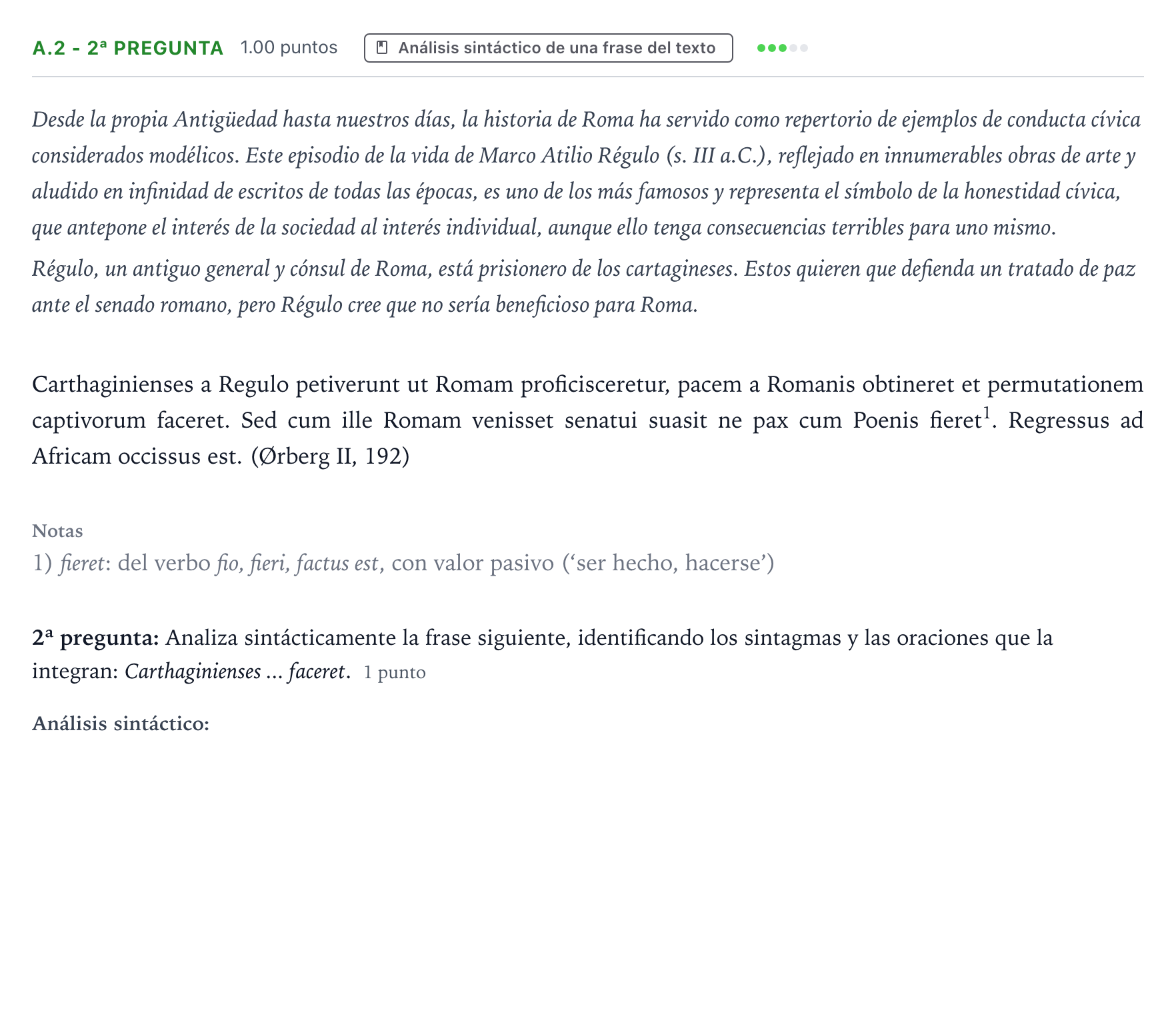 Enunciado: Ejercicio A.2 - 2ª pregunta · Latín II PAU País Vasco Ordinaria 2025