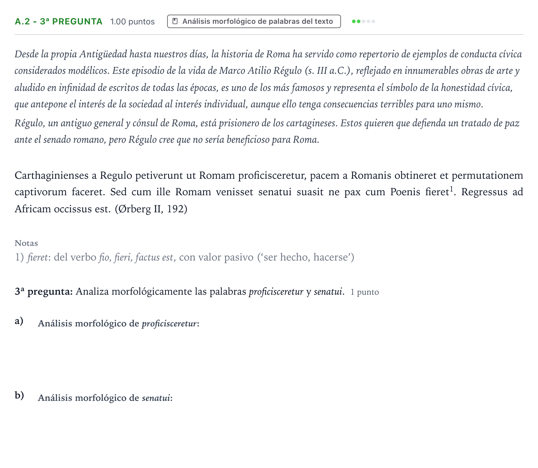 Enunciado: Ejercicio A.2 - 3ª pregunta · Latín II PAU País Vasco Ordinaria 2025