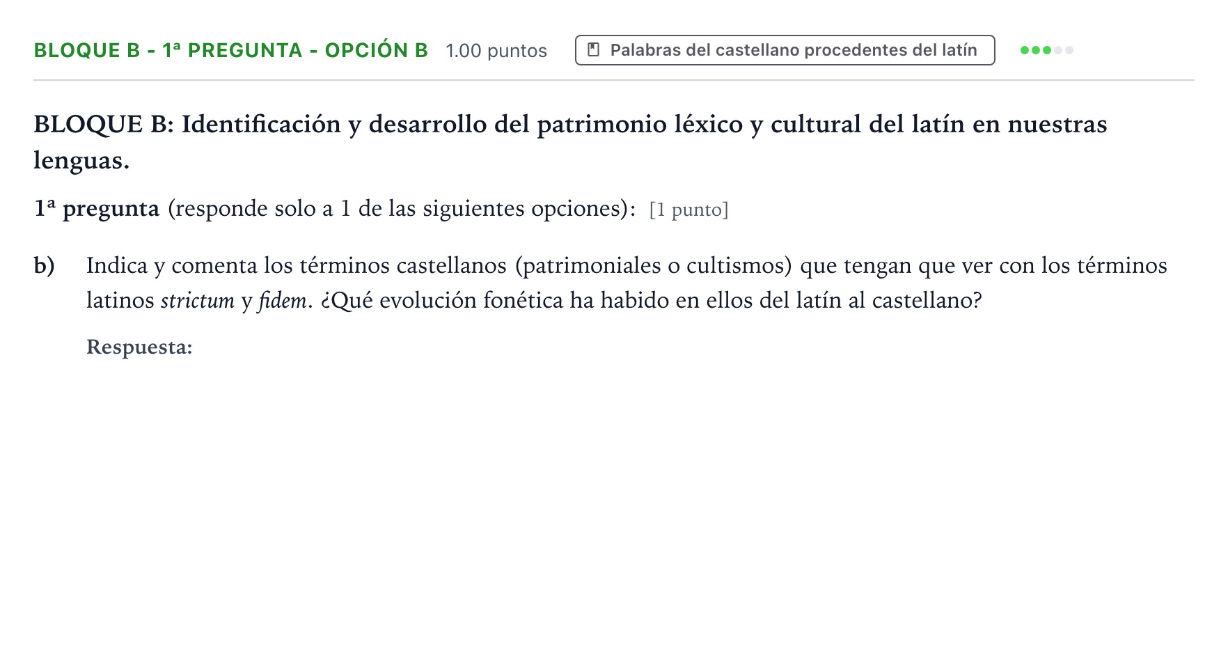 Enunciado: Bloque B - 1ª pregunta - Opción b · Latín II PAU País Vasco Ordinaria 2025