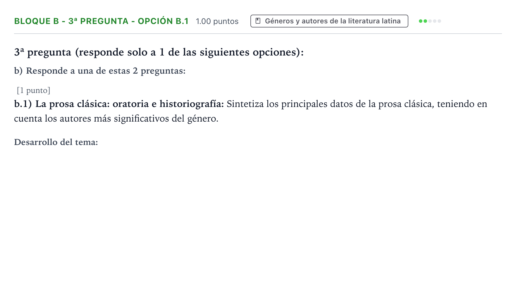 Enunciado: Bloque B - 3ª pregunta - Opción b.1 · Latín II PAU País Vasco Ordinaria 2025
