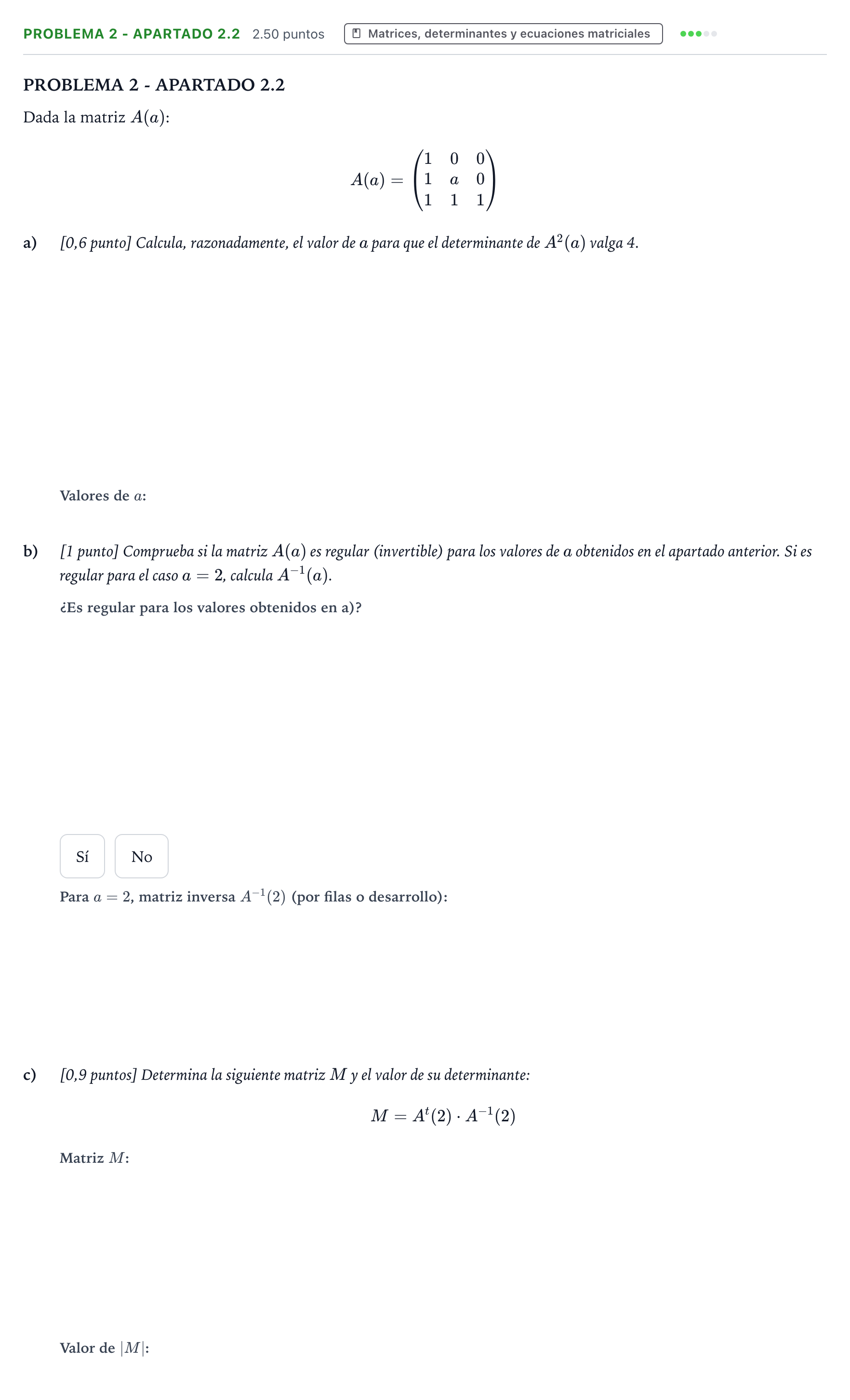 Enunciado: Problema 2 - Apartado 2.2 · Matemáticas aplicadas a las Ciencias Sociales II PAU País Vasco Ordinaria 2025