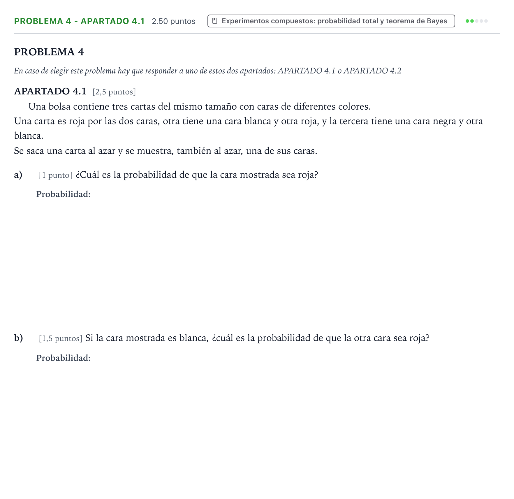Enunciado: Problema 4 - Apartado 4.1 · Matemáticas aplicadas a las Ciencias Sociales II PAU País Vasco Ordinaria 2025