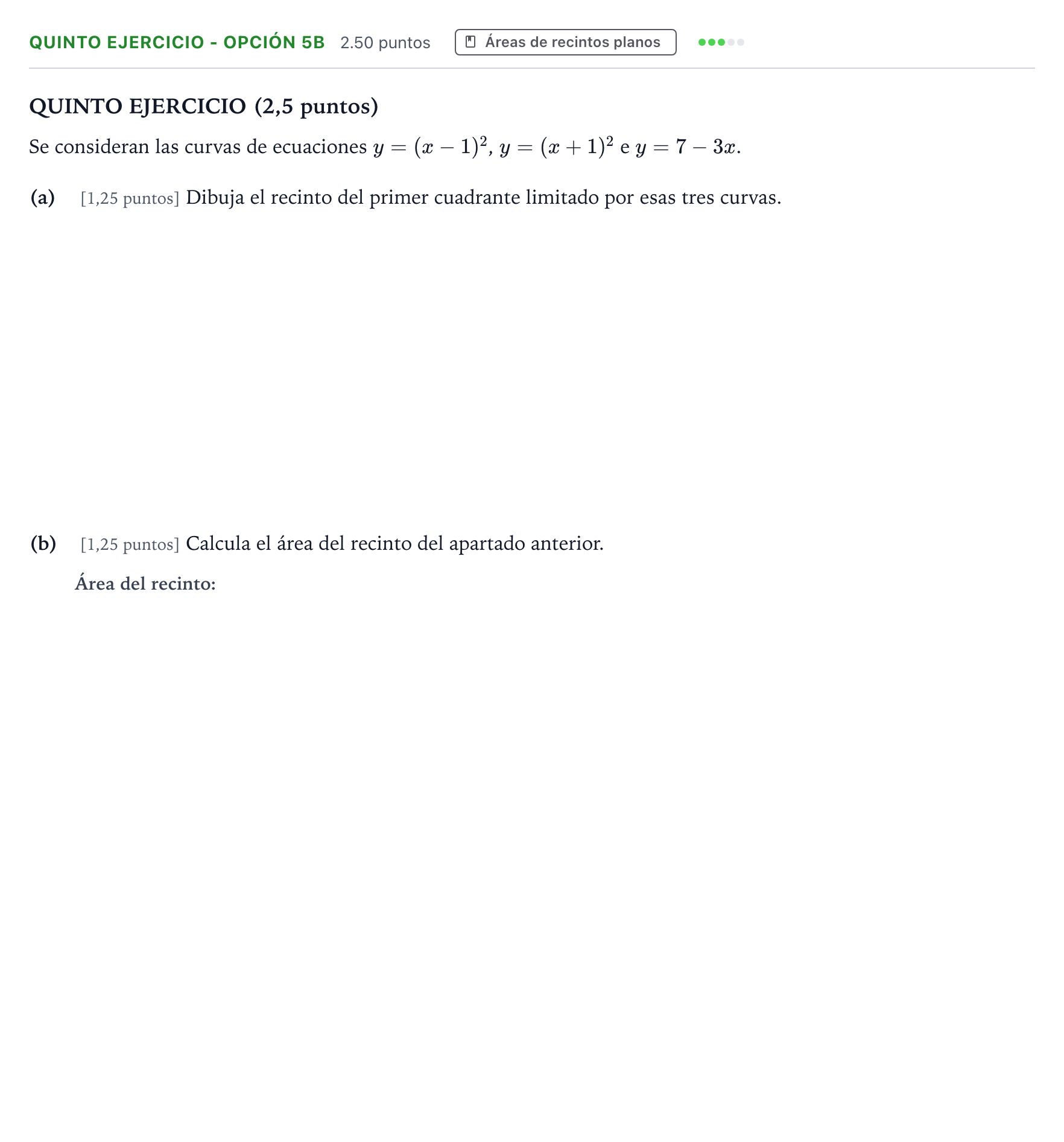 Enunciado: Ejercicio Quinto Ejercicio - Opción 5B · Matemáticas II PAU País Vasco Ordinaria 2025