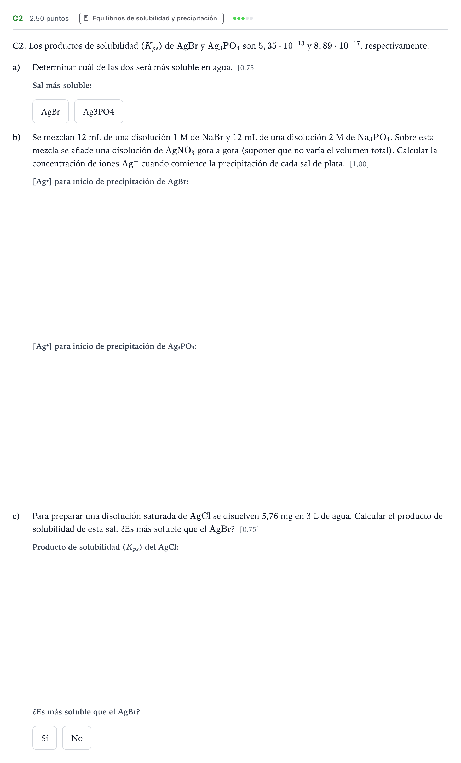 Enunciado: Ejercicio C2 · Química PAU País Vasco Extraordinaria 2025