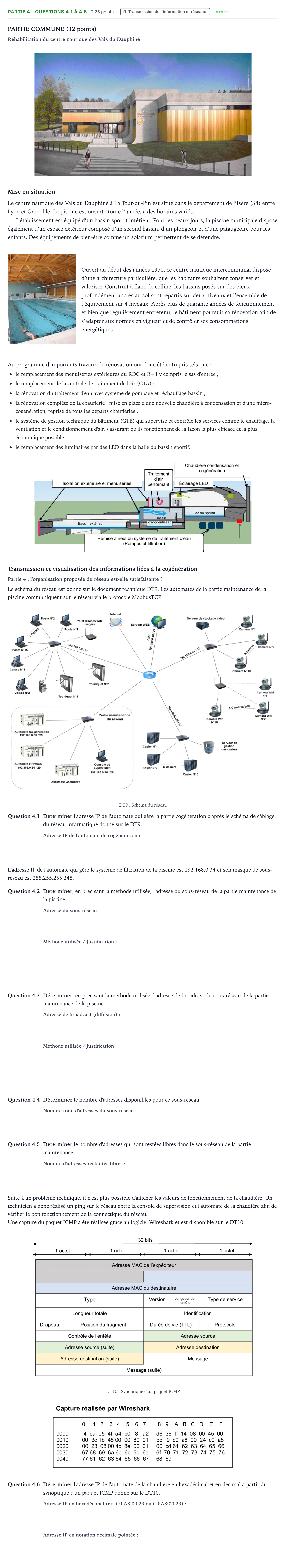 Énoncé: Partie 4 - Questions 4.1 à 4.6 · Bac STI2D Ingénierie, Innovation et Développement Durable Métropole Candidat libre - AC 2021