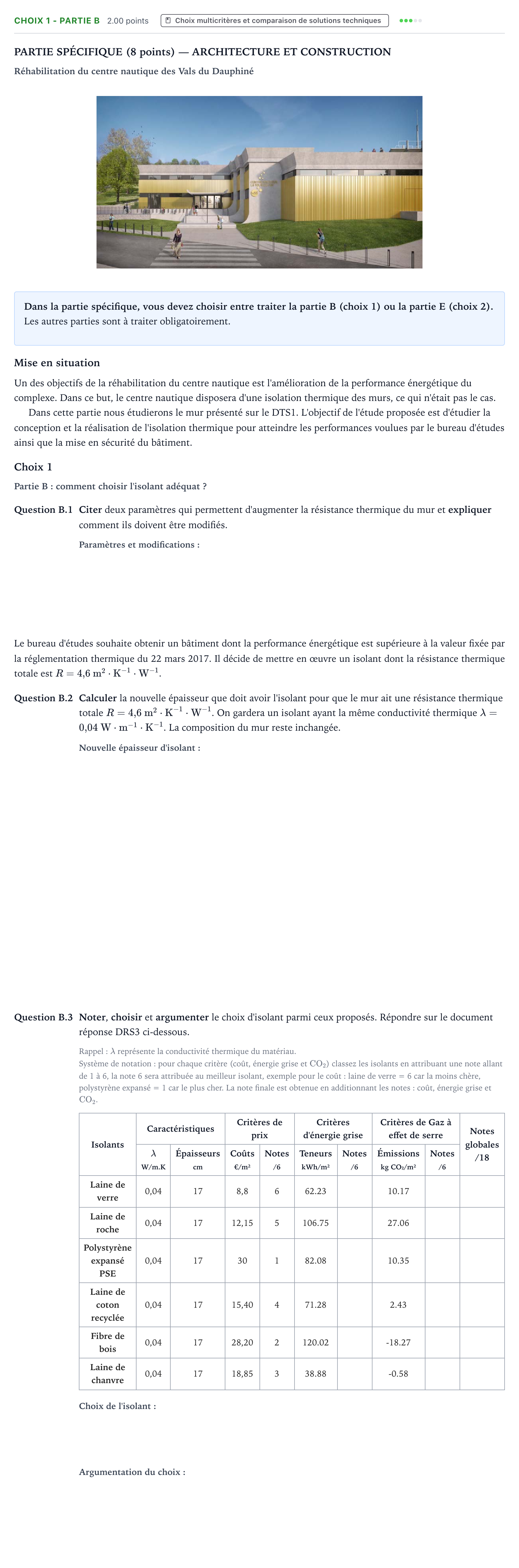 Énoncé: Exercice Choix 1 - Partie B · Bac STI2D Ingénierie, Innovation et Développement Durable Métropole Candidat libre - AC 2021