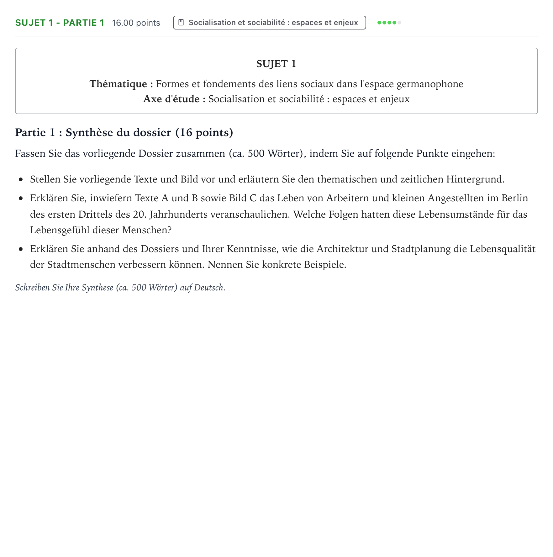 Énoncé: Sujet 1 - Partie 1 · Bac Allemand Métropole Candidat libre 2021 (sujet 2)