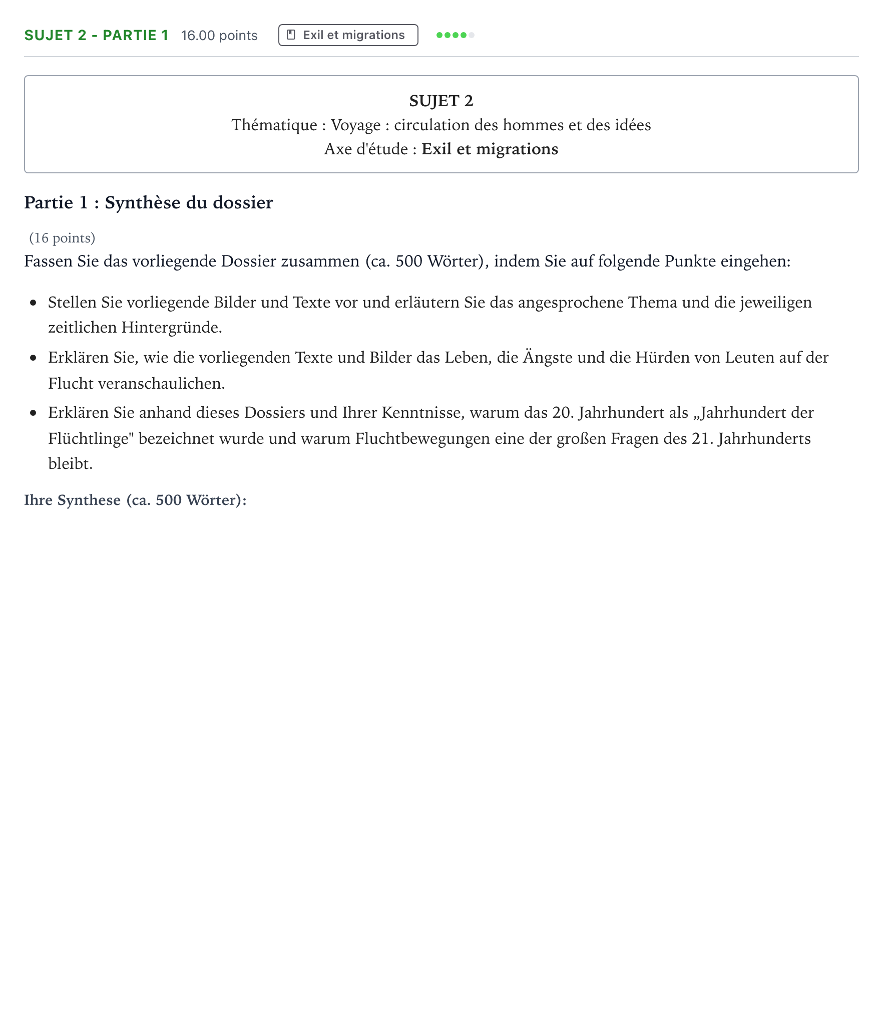Énoncé: Sujet 2 - Partie 1 · Bac Allemand Métropole Candidat libre 2021 (sujet 2)