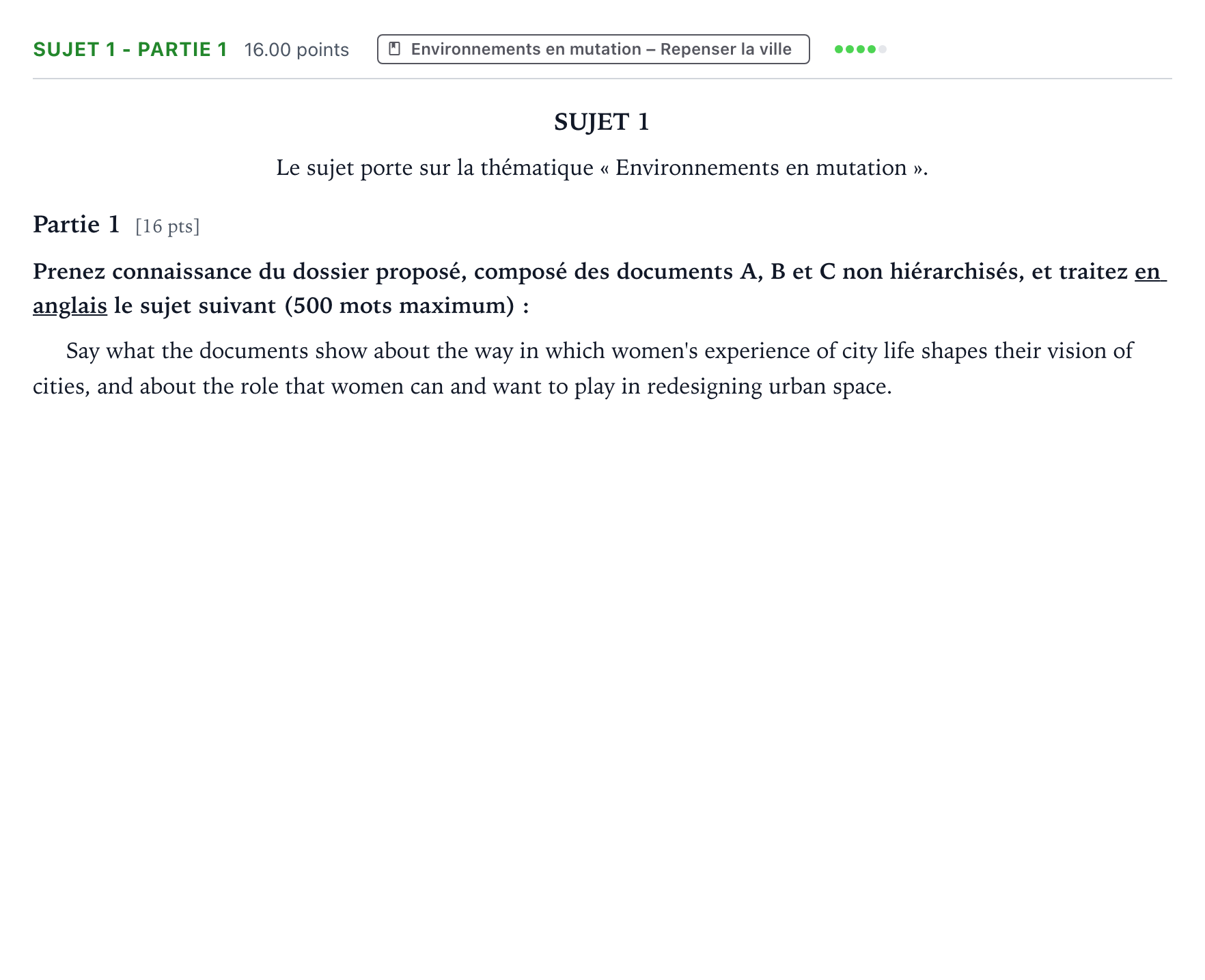 Énoncé: Sujet 1 - Partie 1 · Bac Anglais, monde contemporain Métropole Candidat libre 2021 (sujet 2)