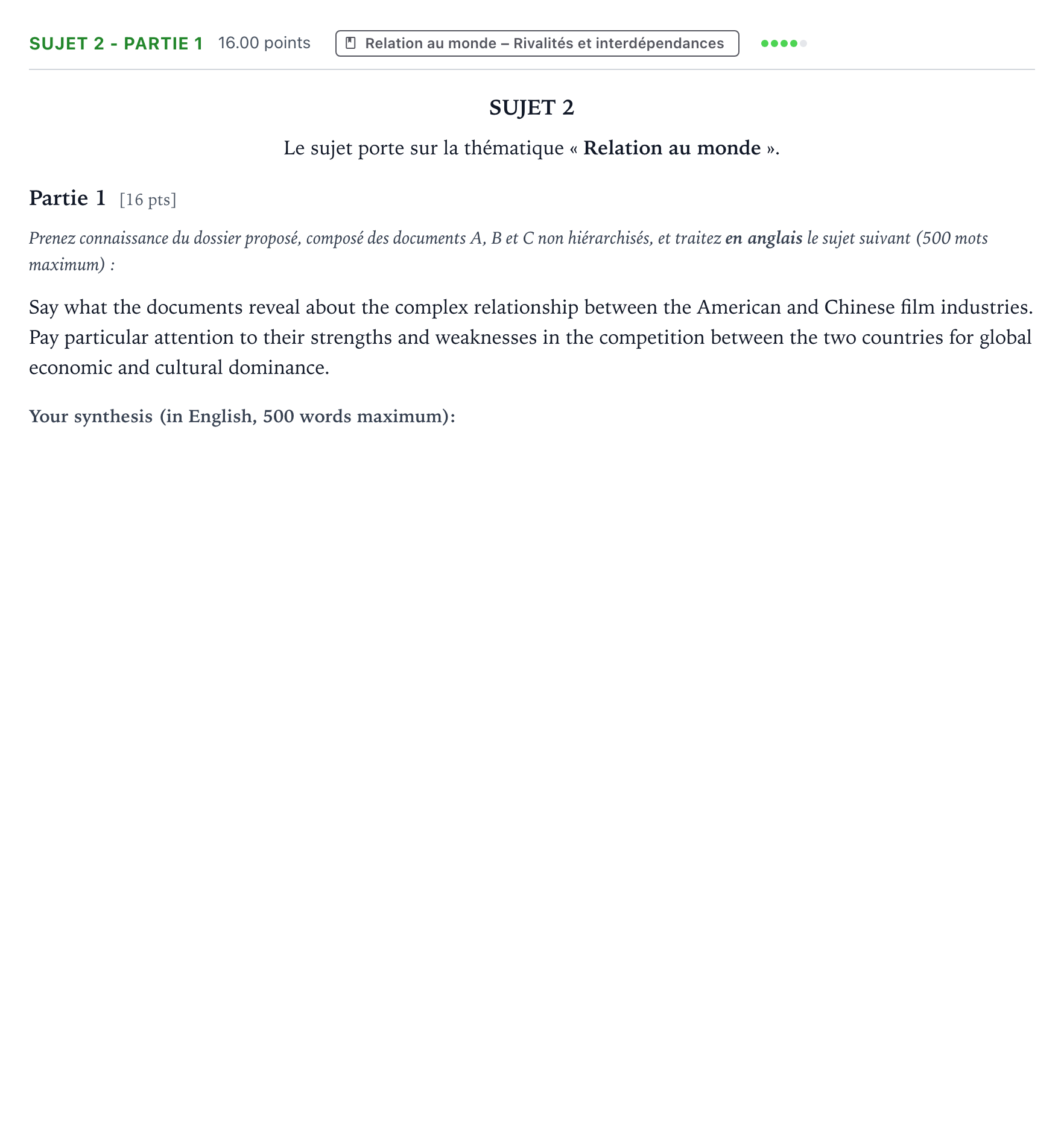 Énoncé: Sujet 2 - Partie 1 · Bac Anglais, monde contemporain Métropole Candidat libre 2021 (sujet 2)