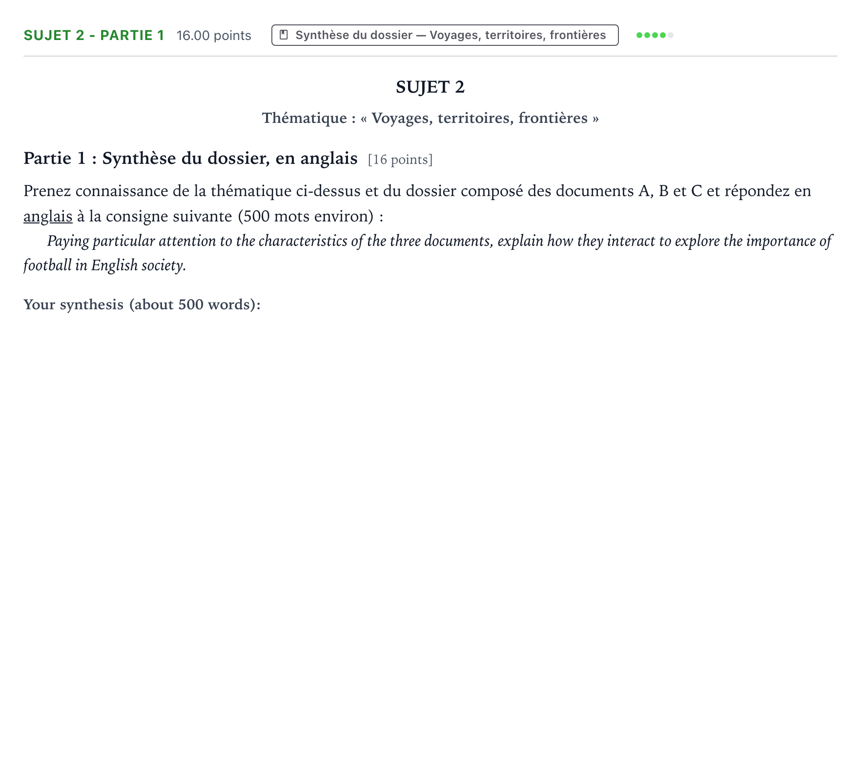 Énoncé: Sujet 2 - Partie 1 · Bac Anglais Métropole remplacement 2025