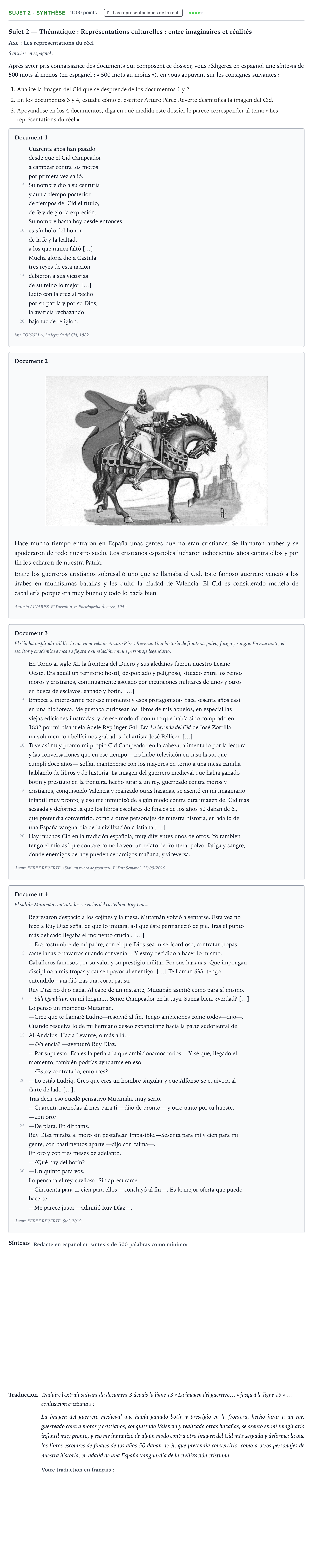 Énoncé: Sujet 2 - Synthèse · Bac Espagnol Métropole remplacement 2021