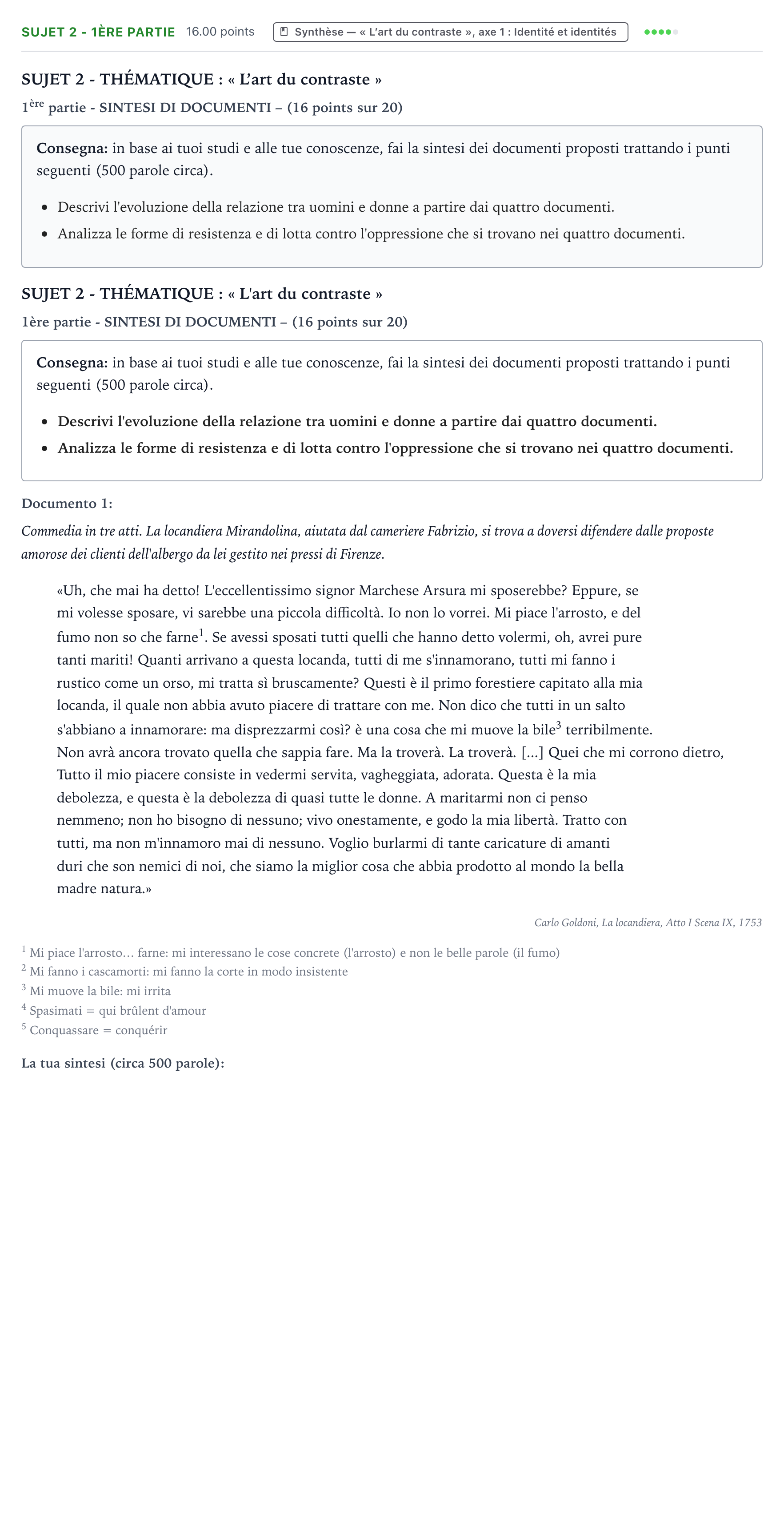 Énoncé: Sujet 2 - 1ère partie · Bac Italien Métropole Candidat libre 2021 (sujet 2)