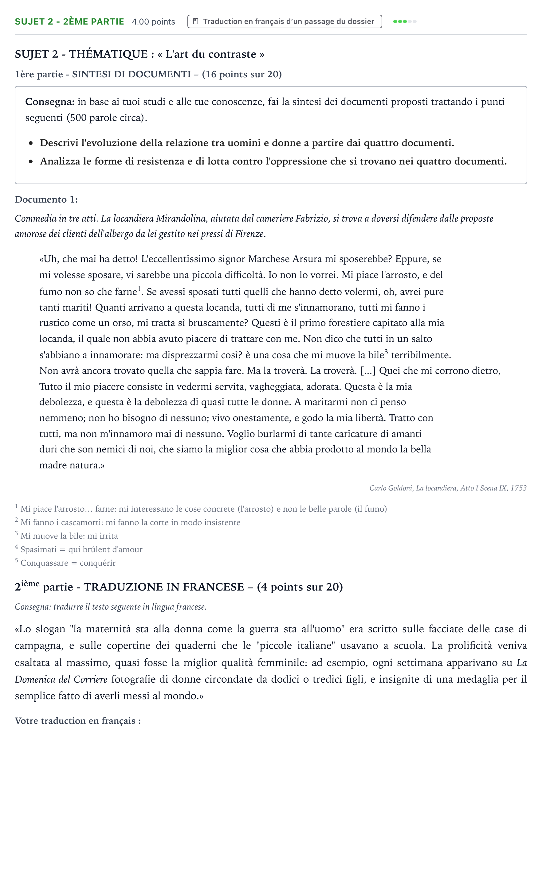 Énoncé: Sujet 2 - 2ème partie · Bac Italien Métropole Candidat libre 2021 (sujet 2)