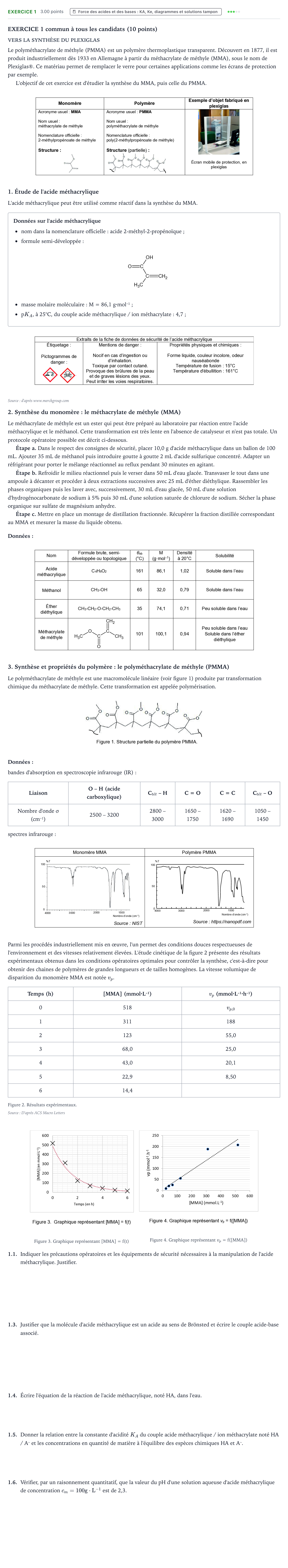 Énoncé: Exercice 1 - Force des acides et des bases · Bac Physique-Chimie Métropole Candidat libre 2021 (sujet 2)