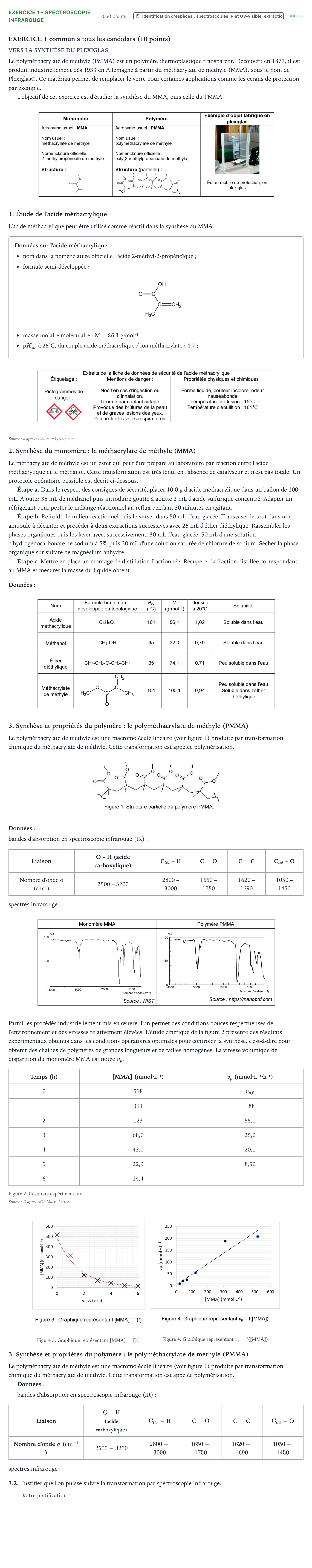 Énoncé: Exercice 1 - Spectroscopie infrarouge · Bac Physique-Chimie Métropole Candidat libre 2021 (sujet 2)