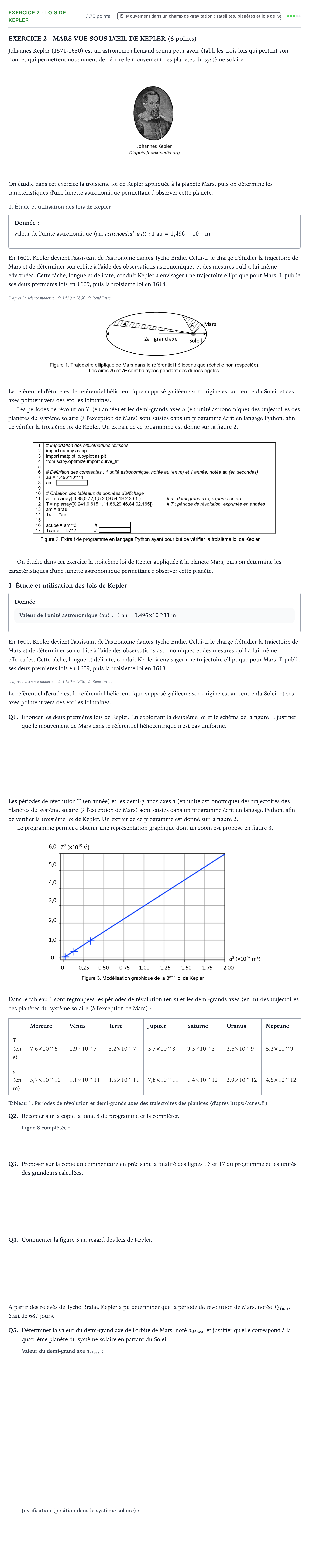 Énoncé: Exercice 2 - Lois de Kepler · Bac Physique-Chimie Métropole 2 remplacement 2023