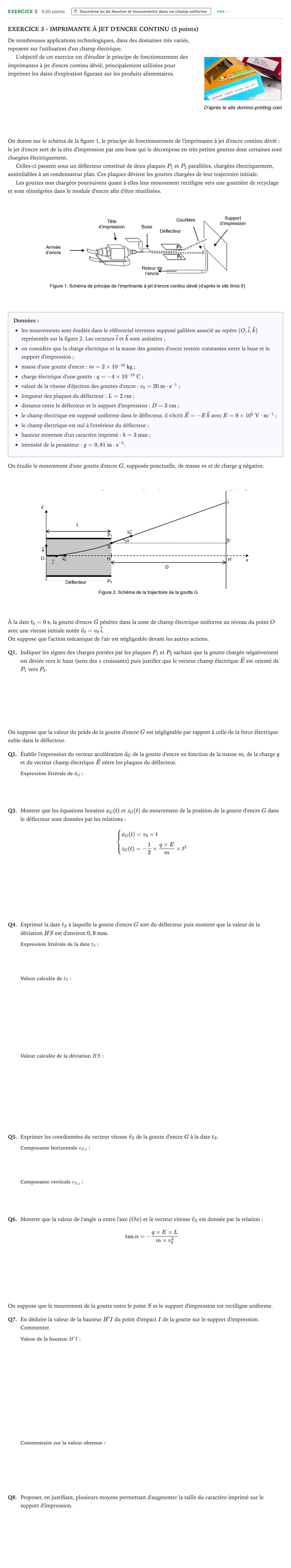 Énoncé: Exercice 3 · Bac Physique-Chimie Métropole 2 remplacement 2023