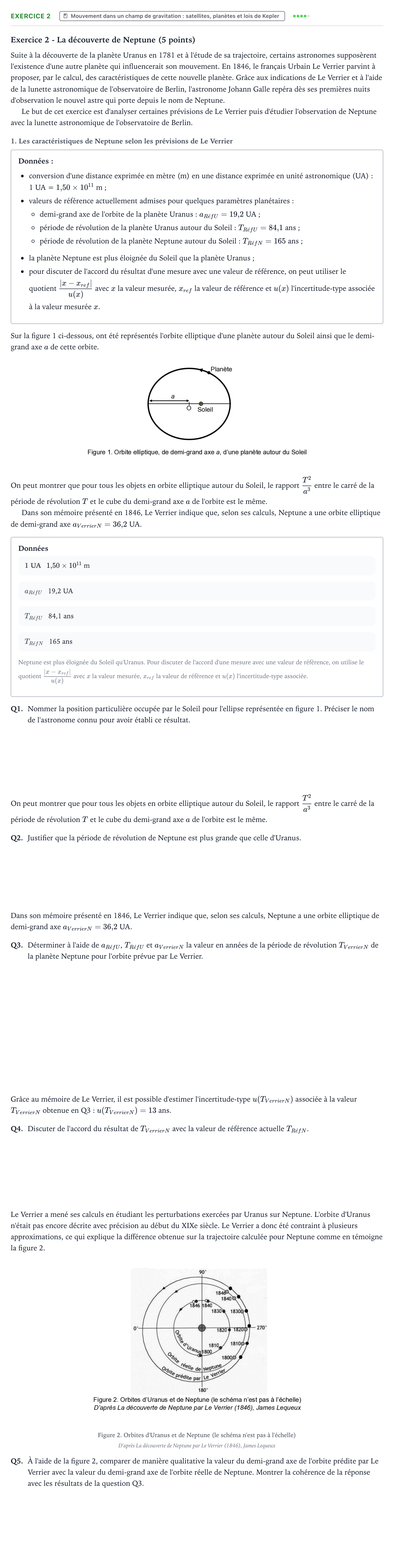 Énoncé: Exercice 2 - Mouvement dans un champ de gravitation · Bac Physique-Chimie Métropole 1 remplacement 2024