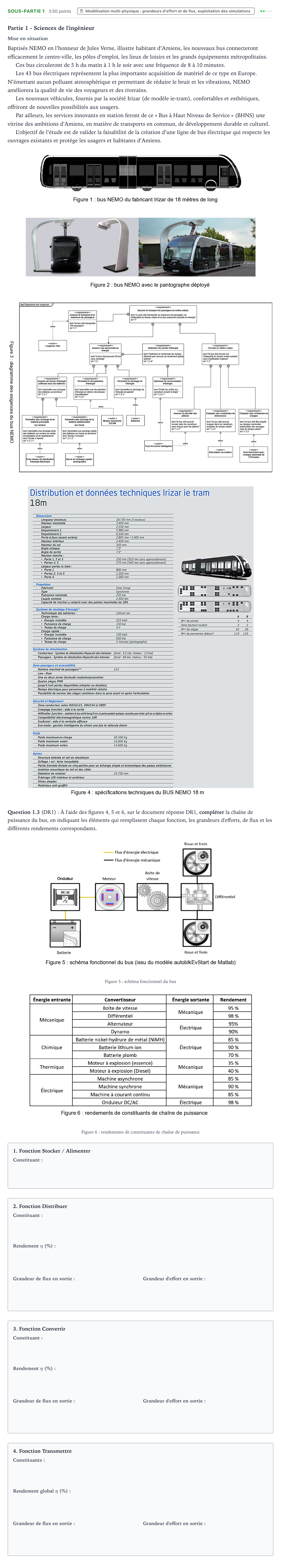 Énoncé: Exercice Sous-partie 1 - Modélisation multi-physique · Bac Sciences de l'Ingénieur Métropole Candidat libre 2021 (sujet 1)