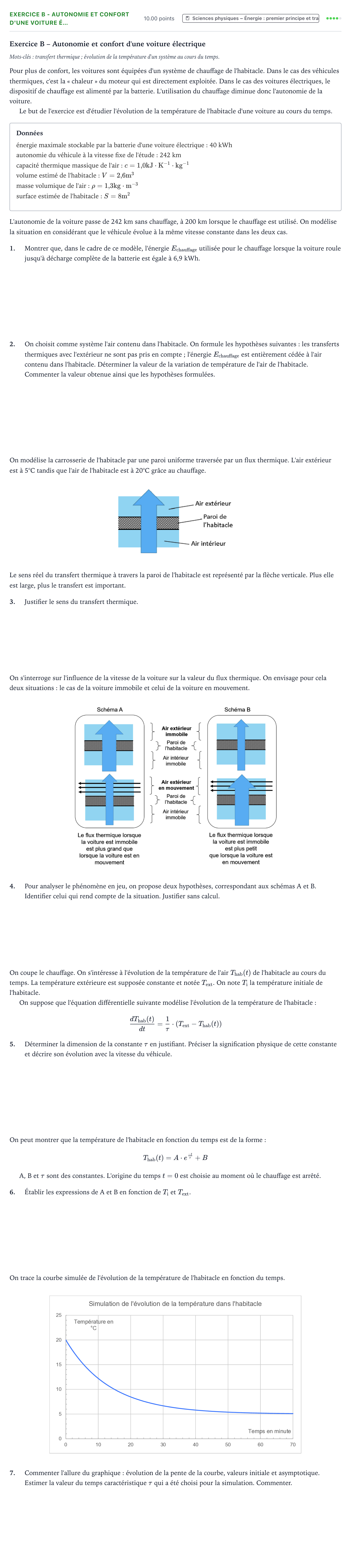Énoncé: Exercice B - Autonomie et confort d'une voiture é… · Bac Sciences de l'Ingénieur Métropole Candidat libre 2021 (sujet 2)