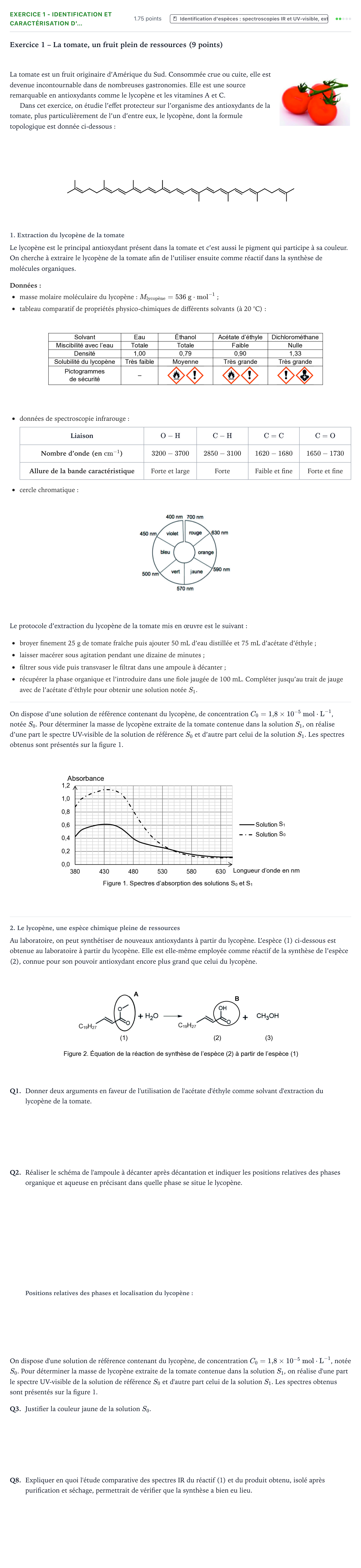 Énoncé: Exercice 1 - Identification et caractérisation d'… · Bac Physique-Chimie Métropole Secours 2026 (sujet 2)