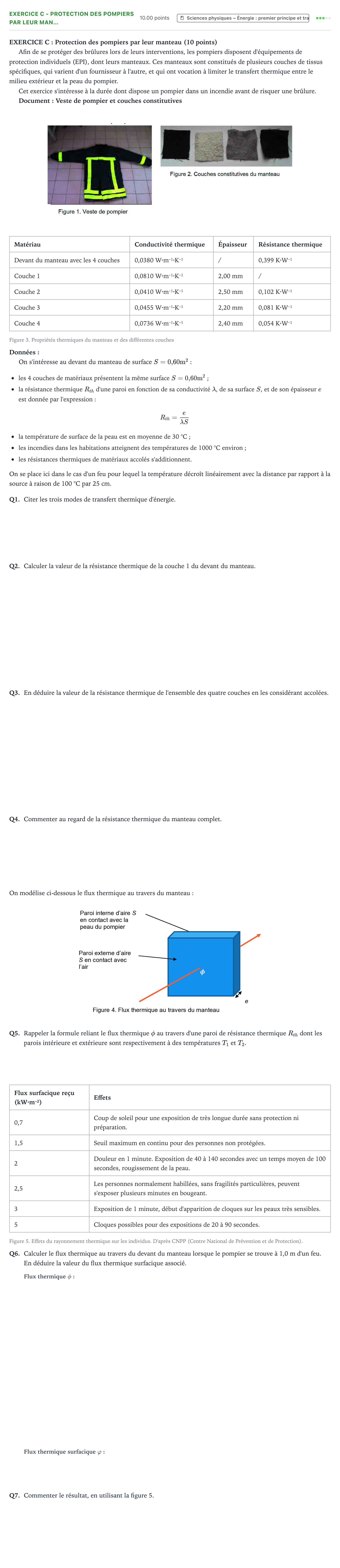 Énoncé: Exercice C - Protection des pompiers par leur man… · Bac Sciences de l'Ingénieur Métropole 2 remplacement 2022