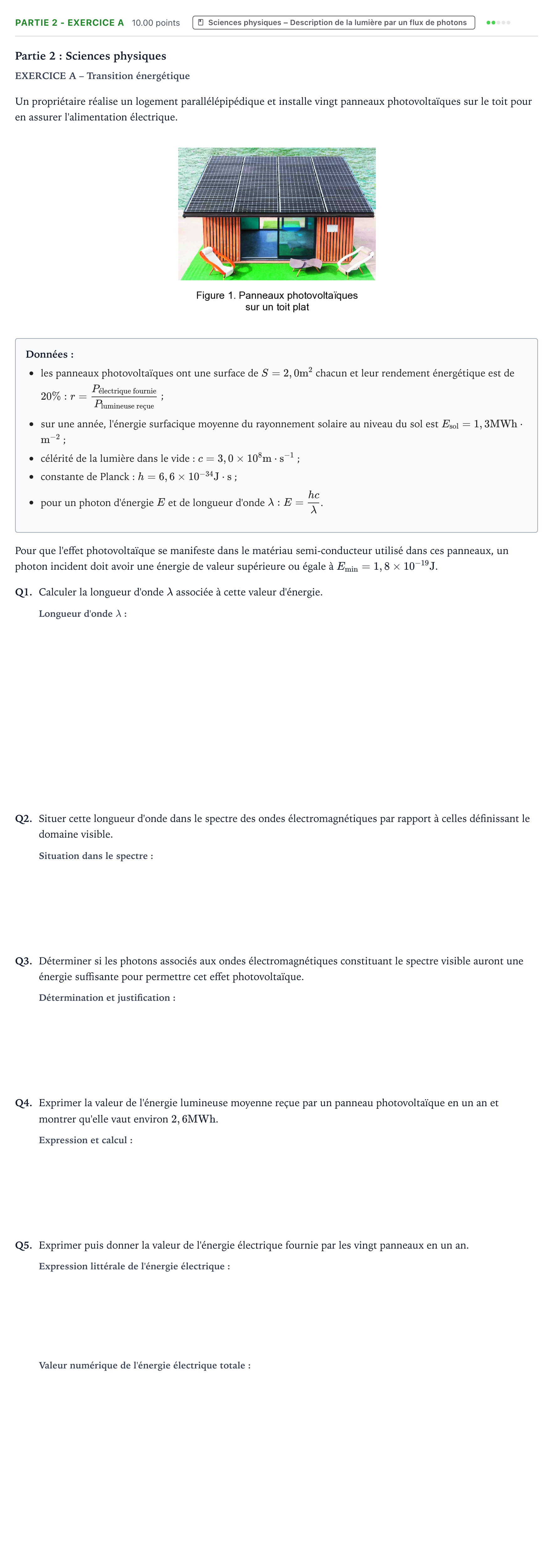 Énoncé: Partie 2 - Exercice A · Bac Sciences de l'Ingénieur Métropole 1 remplacement 2025