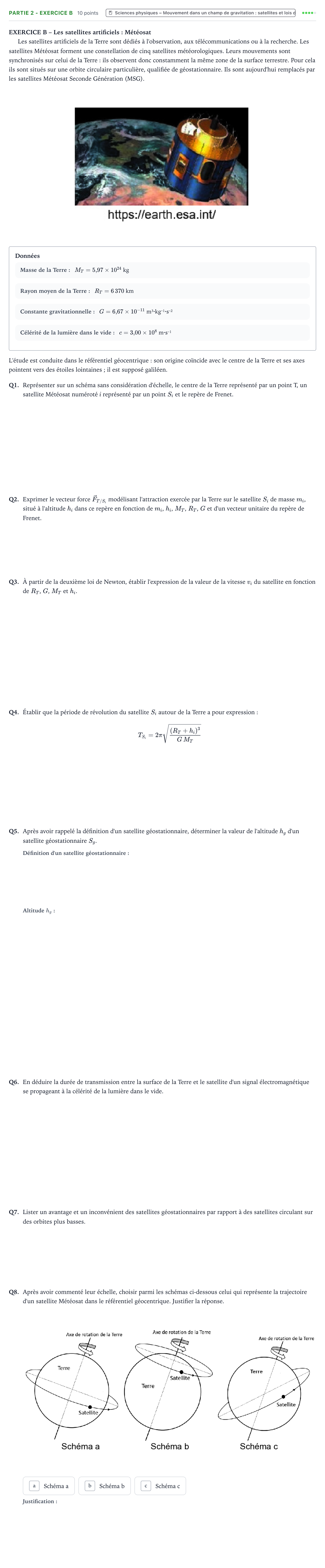 Énoncé: Partie 2 - Exercice B · Bac Sciences de l'Ingénieur Métropole 1 remplacement 2025