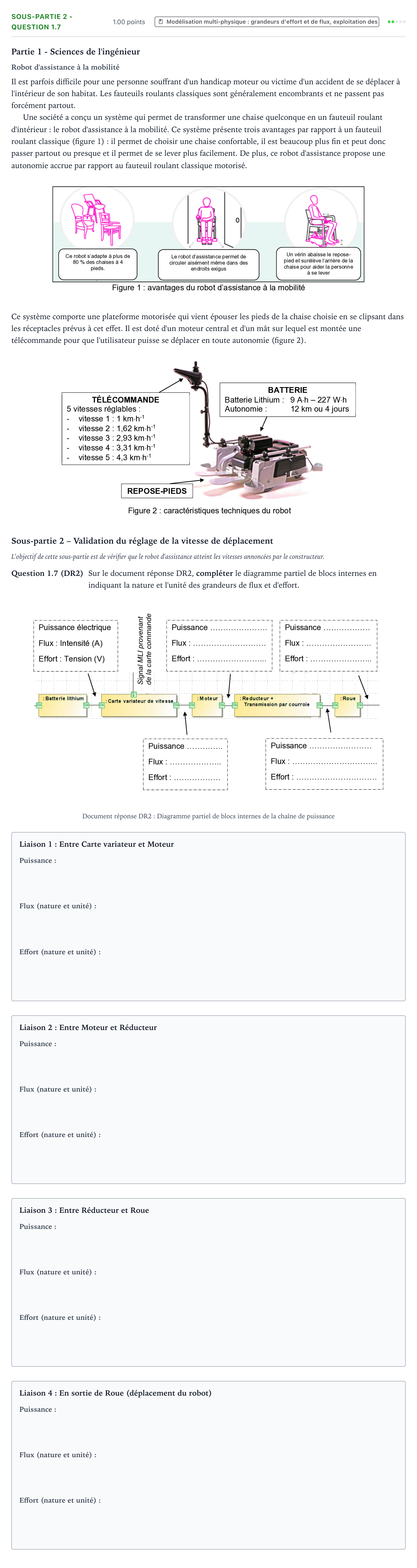 Énoncé: Exercice Sous-partie 2 - Question 1.7 · Bac Sciences de l'Ingénieur Métropole 1 remplacement 2025