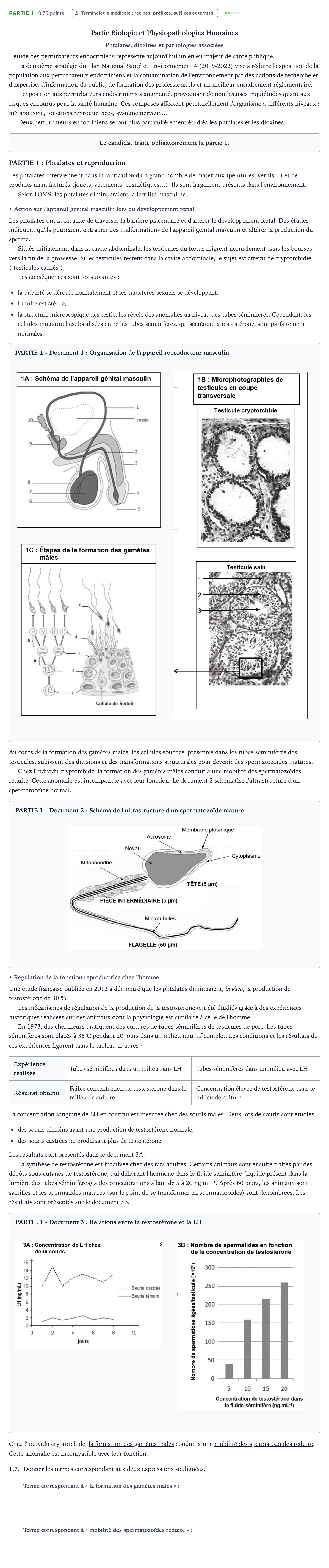 Énoncé: Partie 1 - Terminologie médicale · Bac ST2S Chimie, Biologie et Physiopathologie Humaines Métropole Candidat libre 2021