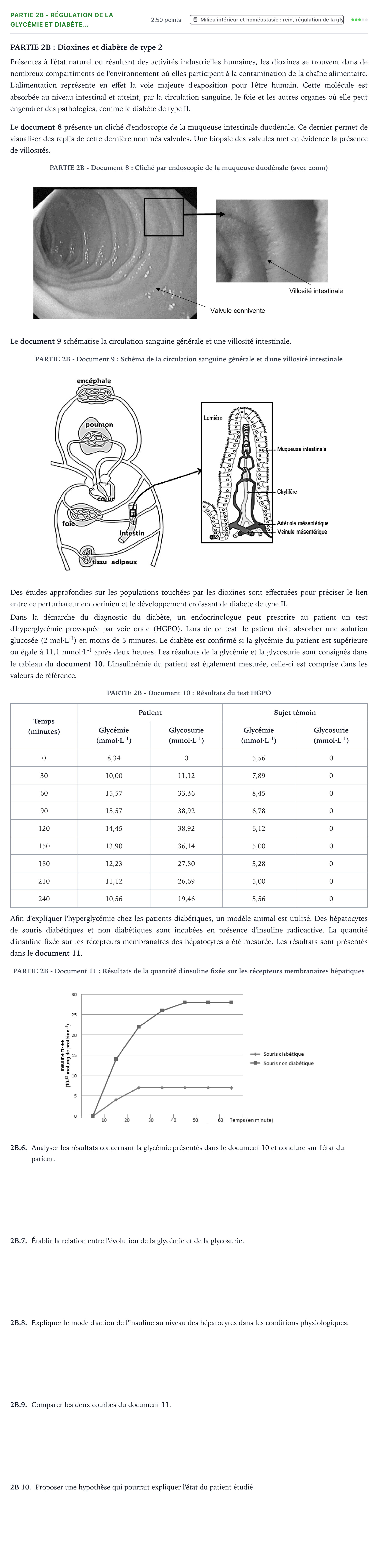 Énoncé: Partie 2B - Régulation de la glycémie et diabète… · Bac ST2S Chimie, Biologie et Physiopathologie Humaines Métropole Candidat libre 2021