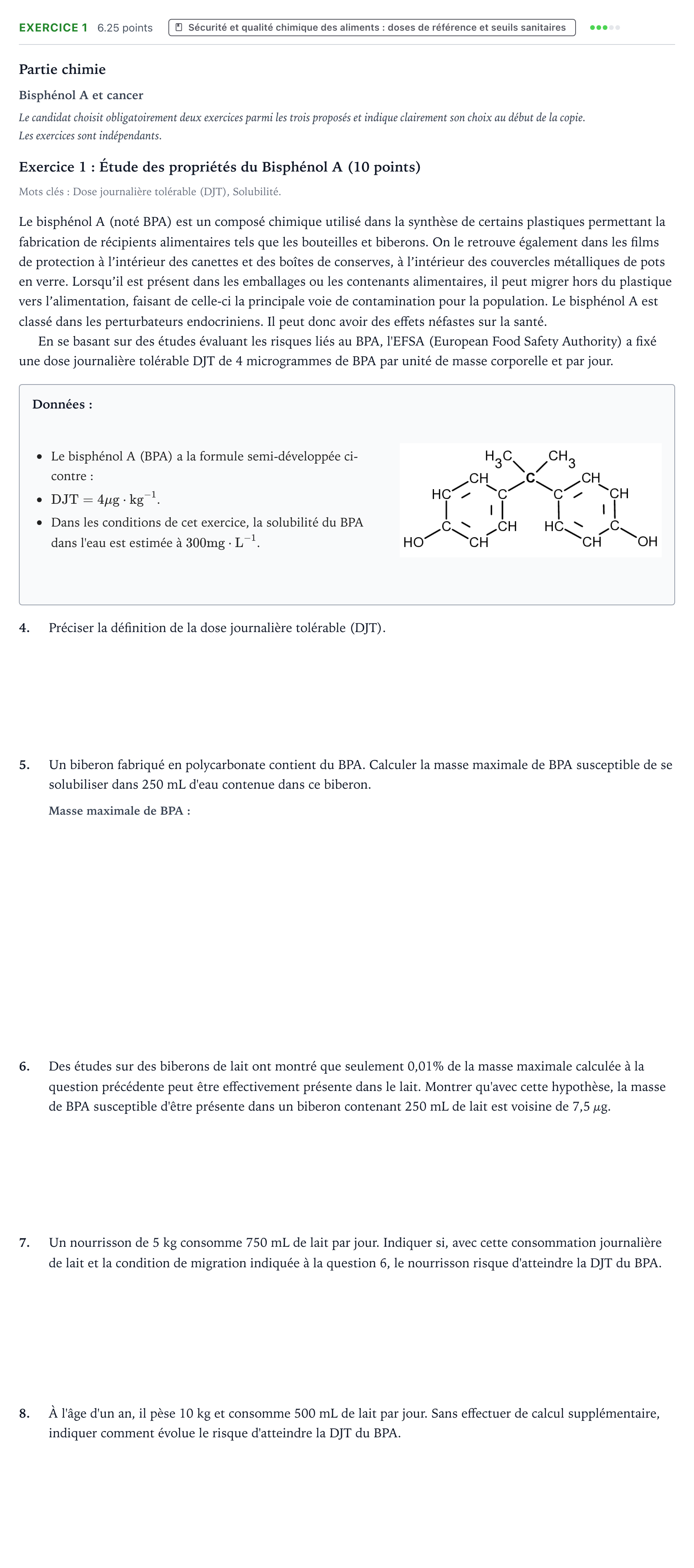 Énoncé: Exercice 1 - Sécurité et qualité chimique des ali… · Bac ST2S Chimie, Biologie et Physiopathologie Humaines Métropole Candidat libre 2021