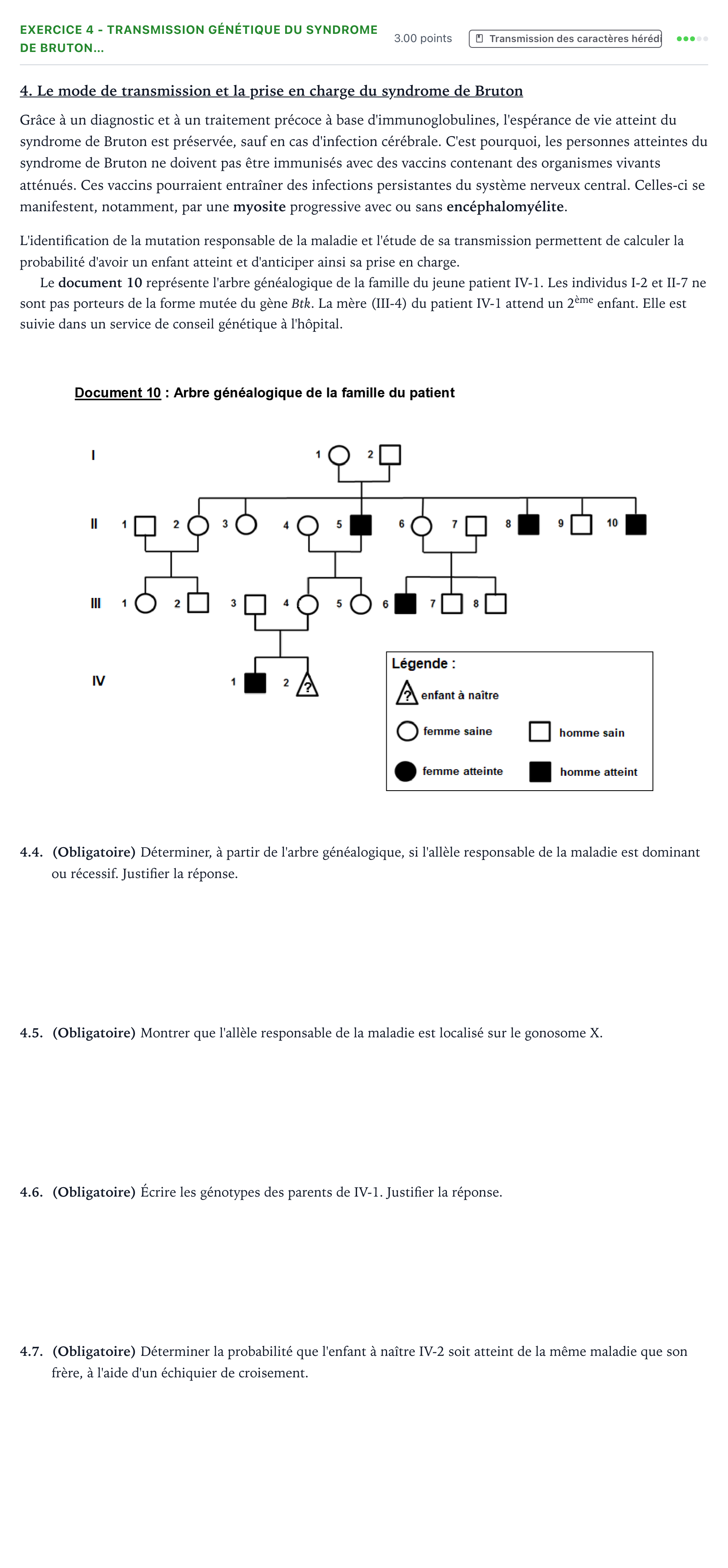 Énoncé: Exercice 4 - Transmission génétique du syndrome de Bruton… · Bac ST2S Chimie, Biologie et Physiopathologie Humaines Métropole remplacement 2022