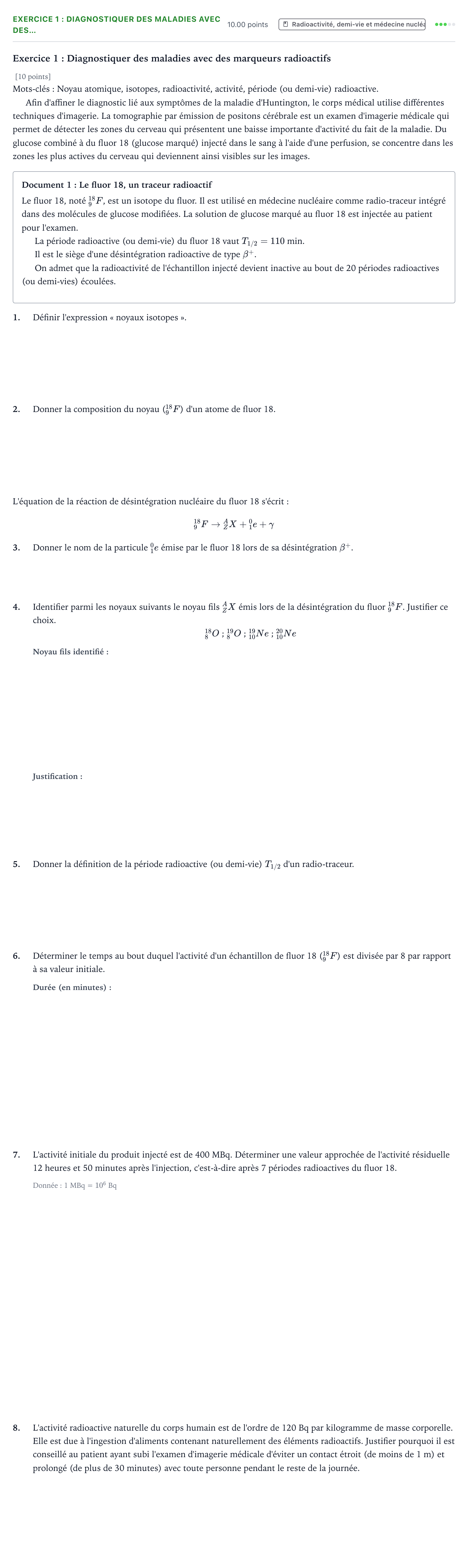 Énoncé: Exercice 1 : Diagnostiquer des maladies avec des… · Bac ST2S Chimie, Biologie et Physiopathologie Humaines Métropole remplacement 2022