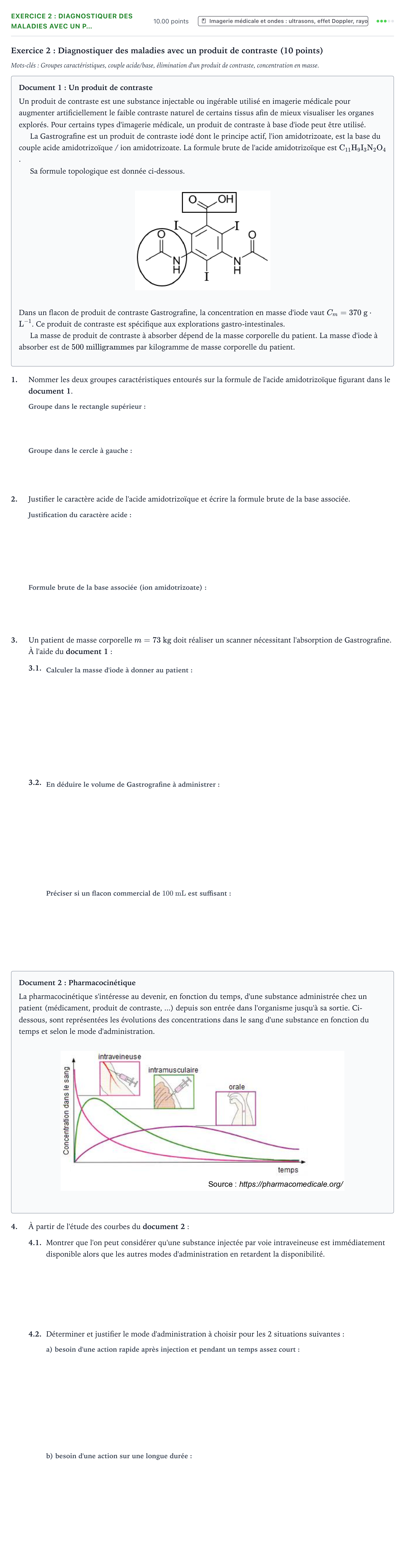 Énoncé: Exercice 2 : Diagnostiquer des maladies avec un p… · Bac ST2S Chimie, Biologie et Physiopathologie Humaines Métropole remplacement 2022