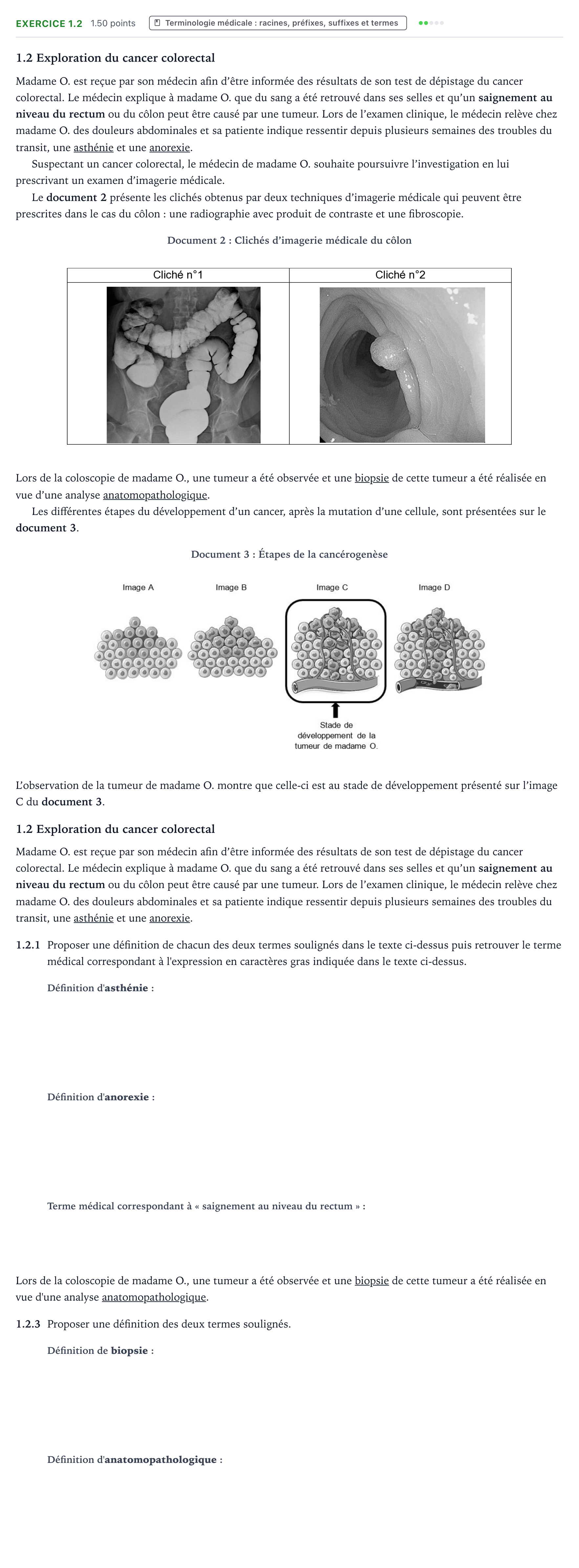 Énoncé: Exercice 1.2 - Terminologie médicale · Bac ST2S Chimie, Biologie et Physiopathologie Humaines Métropole remplacement 2024