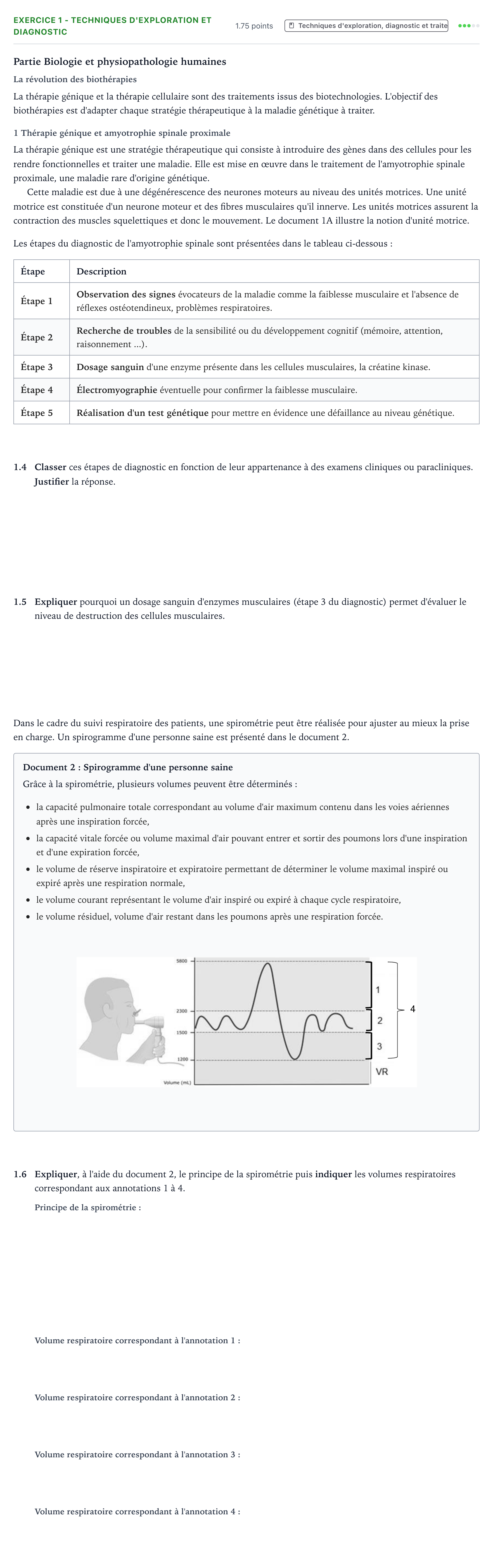 Énoncé: Exercice 1 - Techniques d'exploration et diagnostic · Bac ST2S Chimie, Biologie et Physiopathologie Humaines Métropole remplacement 2025