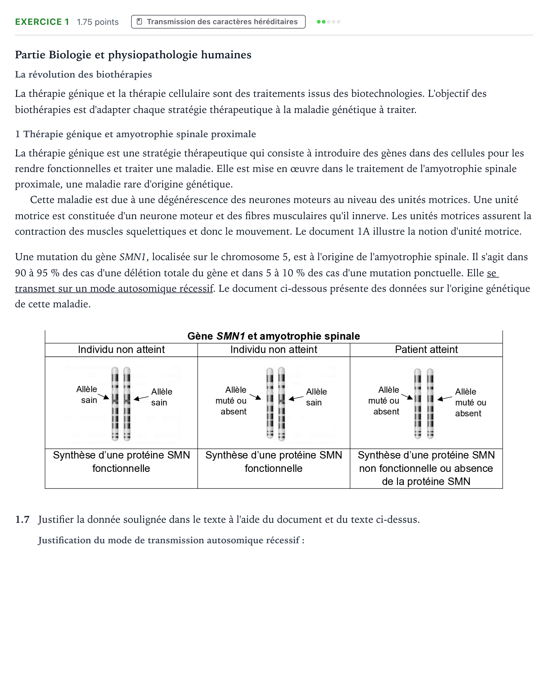 Énoncé: Exercice 1 - Transmission des caractères héréditaires · Bac ST2S Chimie, Biologie et Physiopathologie Humaines Métropole remplacement 2025
