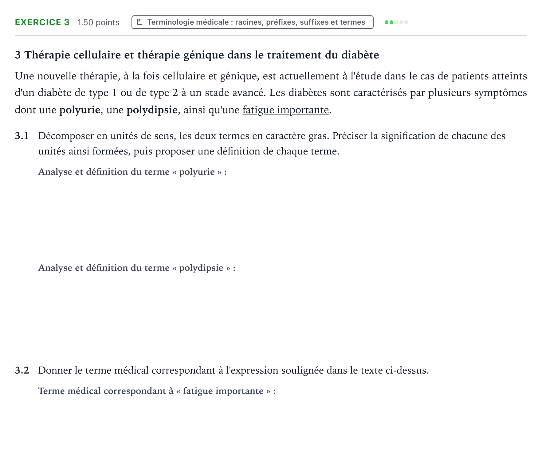 Énoncé: Exercice 3 - Terminologie médicale · Bac ST2S Chimie, Biologie et Physiopathologie Humaines Métropole remplacement 2025