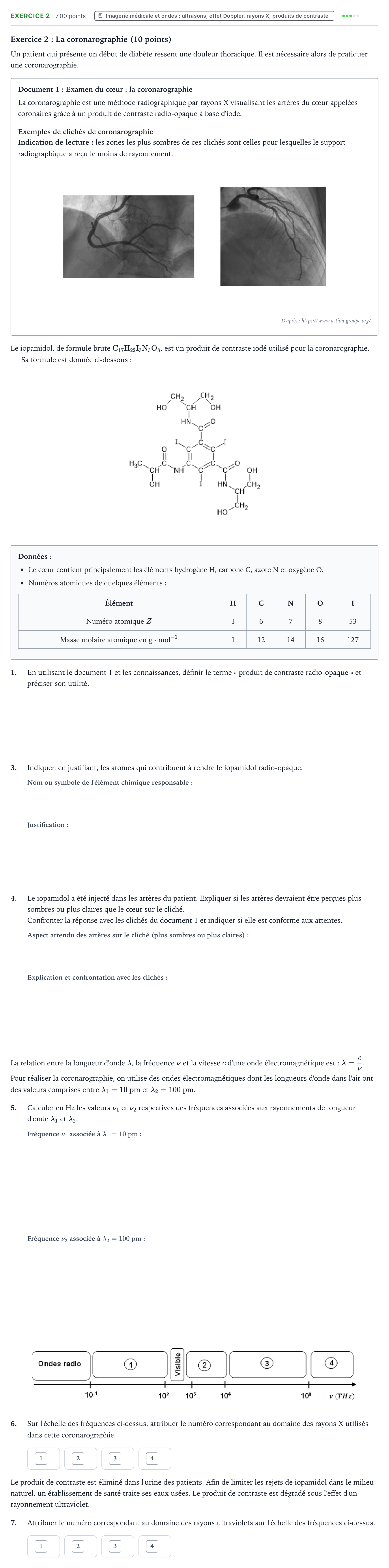 Énoncé: Exercice 2 - Imagerie médicale et ondes · Bac ST2S Chimie, Biologie et Physiopathologie Humaines Métropole remplacement 2025