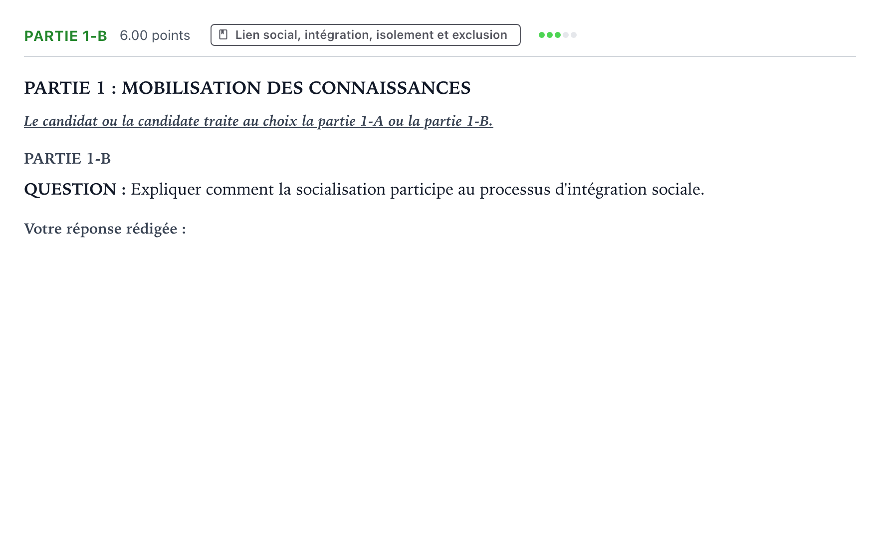 Énoncé: Partie 1-B · Bac ST2S Sciences et Techniques Sanitaires et Sociales Métropole remplacement 2021