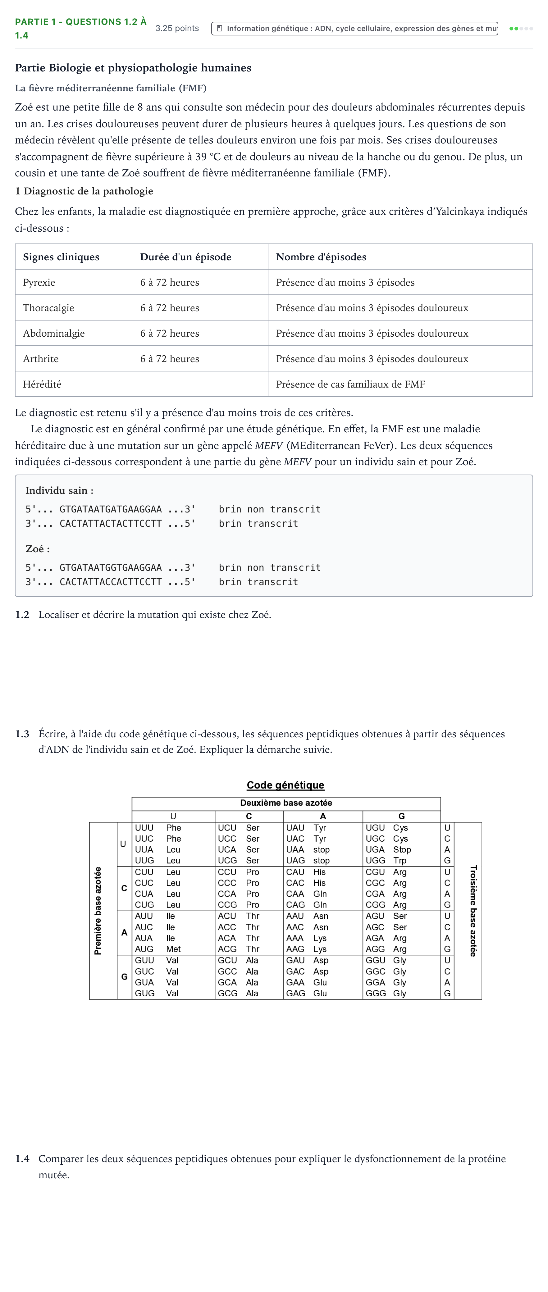 Énoncé: Partie 1 - Questions 1.2 à 1.4 · Bac ST2S Chimie, Biologie et Physiopathologie Humaines Métropole remplacement 2026