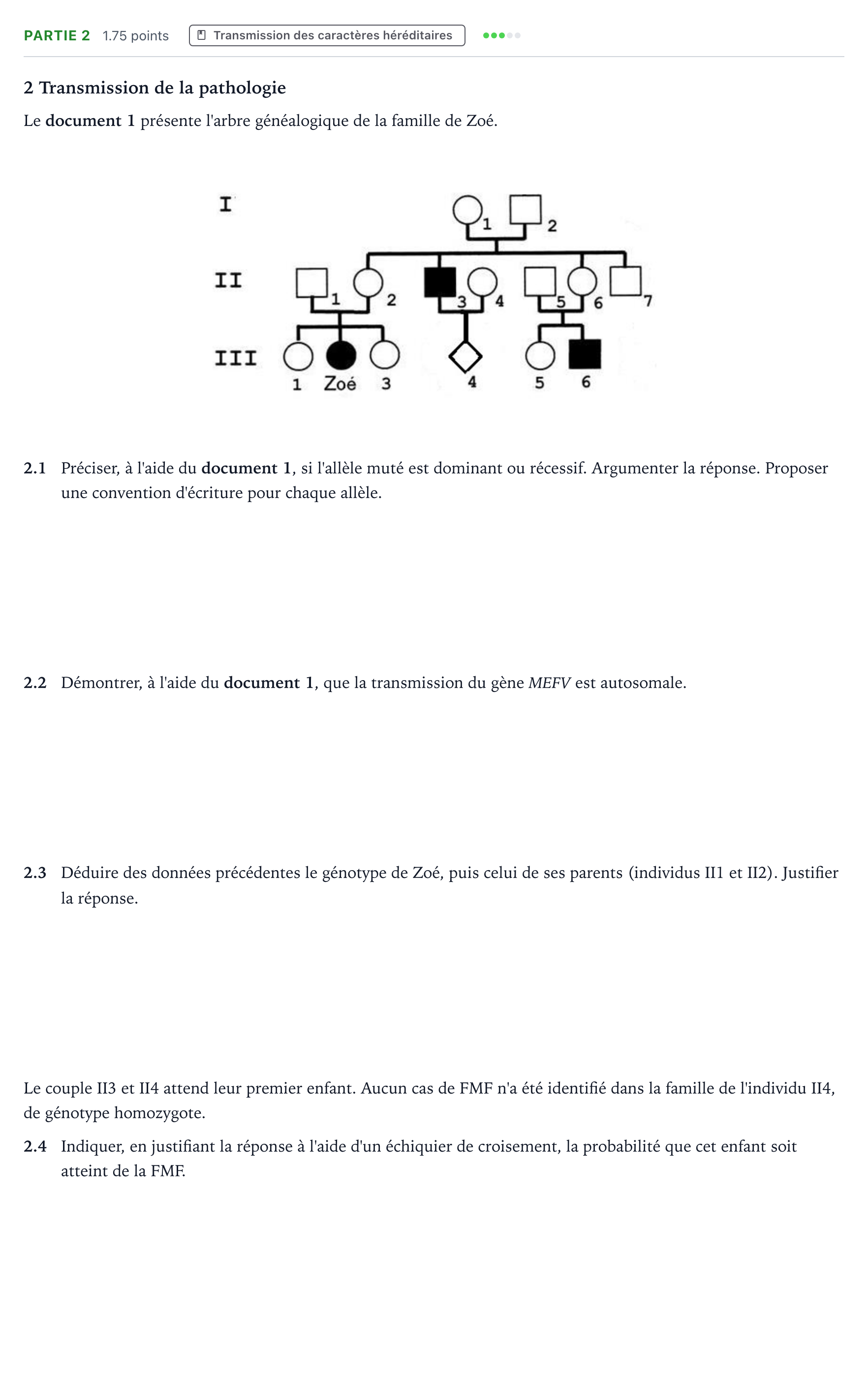 Énoncé: Partie 2 · Bac ST2S Chimie, Biologie et Physiopathologie Humaines Métropole remplacement 2026