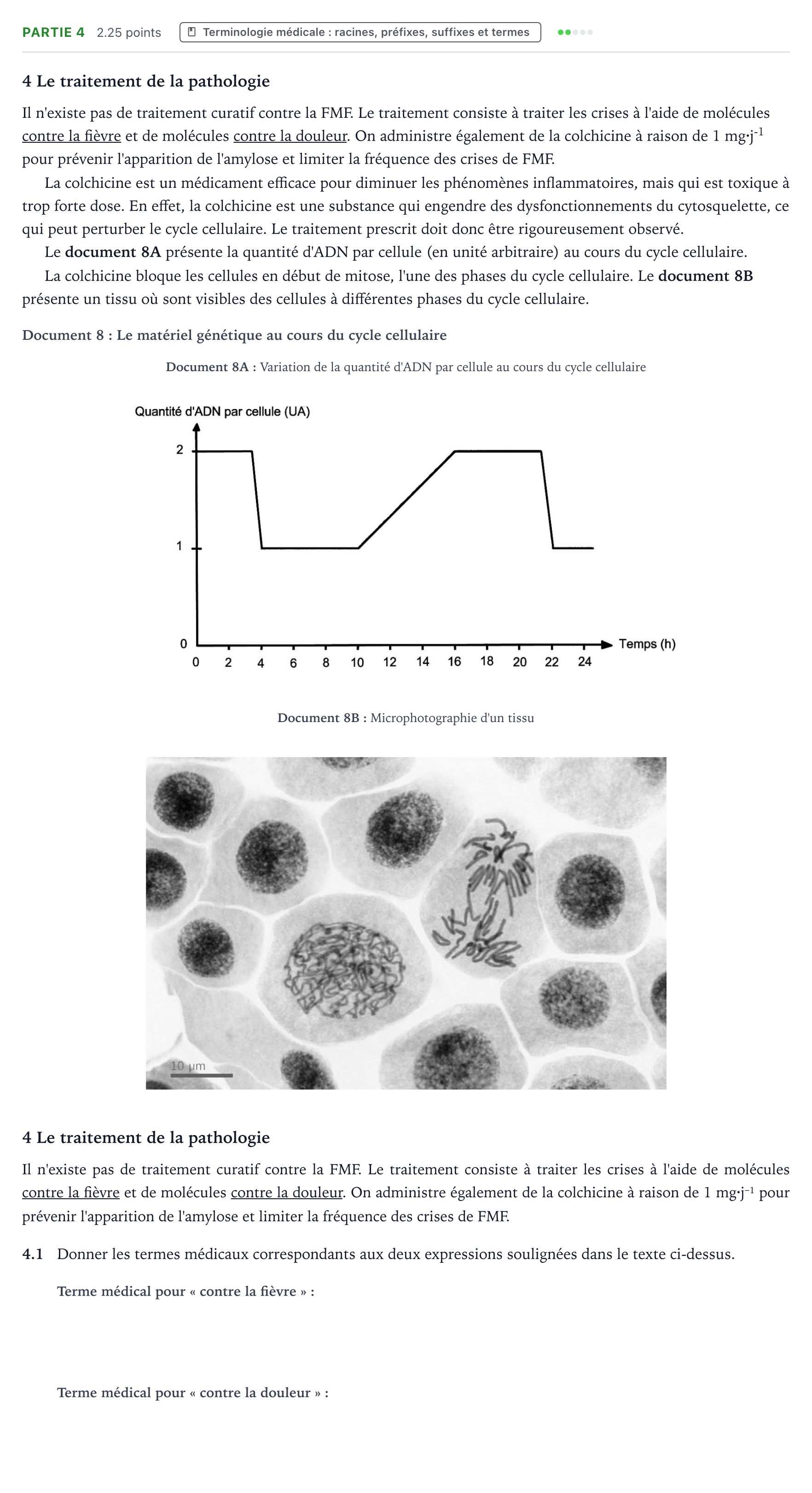 Énoncé: Partie 4 - Terminologie médicale · Bac ST2S Chimie, Biologie et Physiopathologie Humaines Métropole remplacement 2026