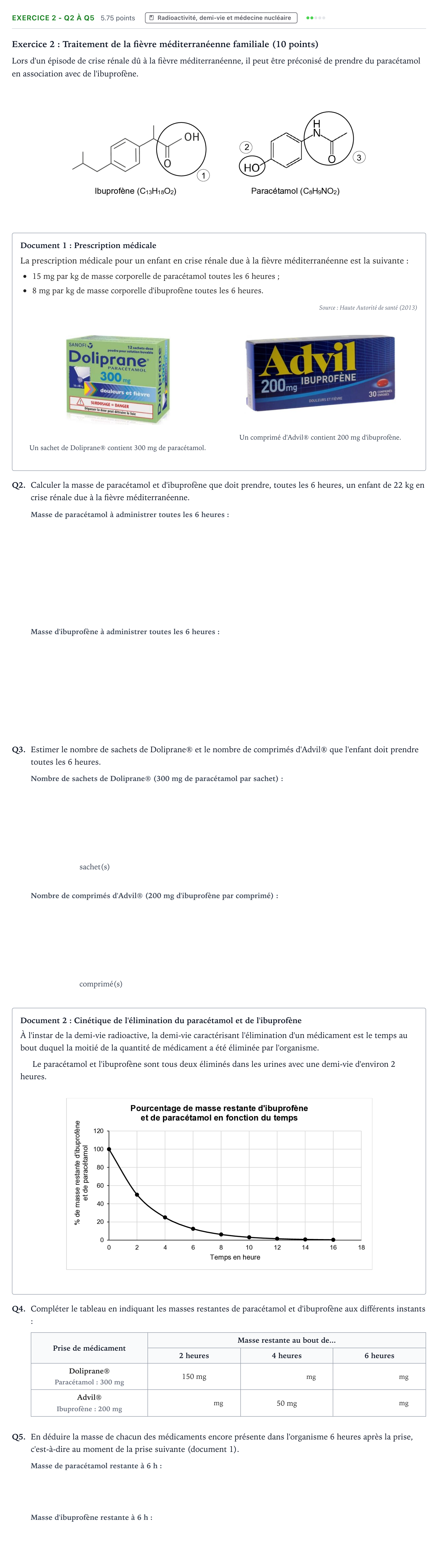 Énoncé: Exercice 2 - Q2 à Q5 · Bac ST2S Chimie, Biologie et Physiopathologie Humaines Métropole remplacement 2026