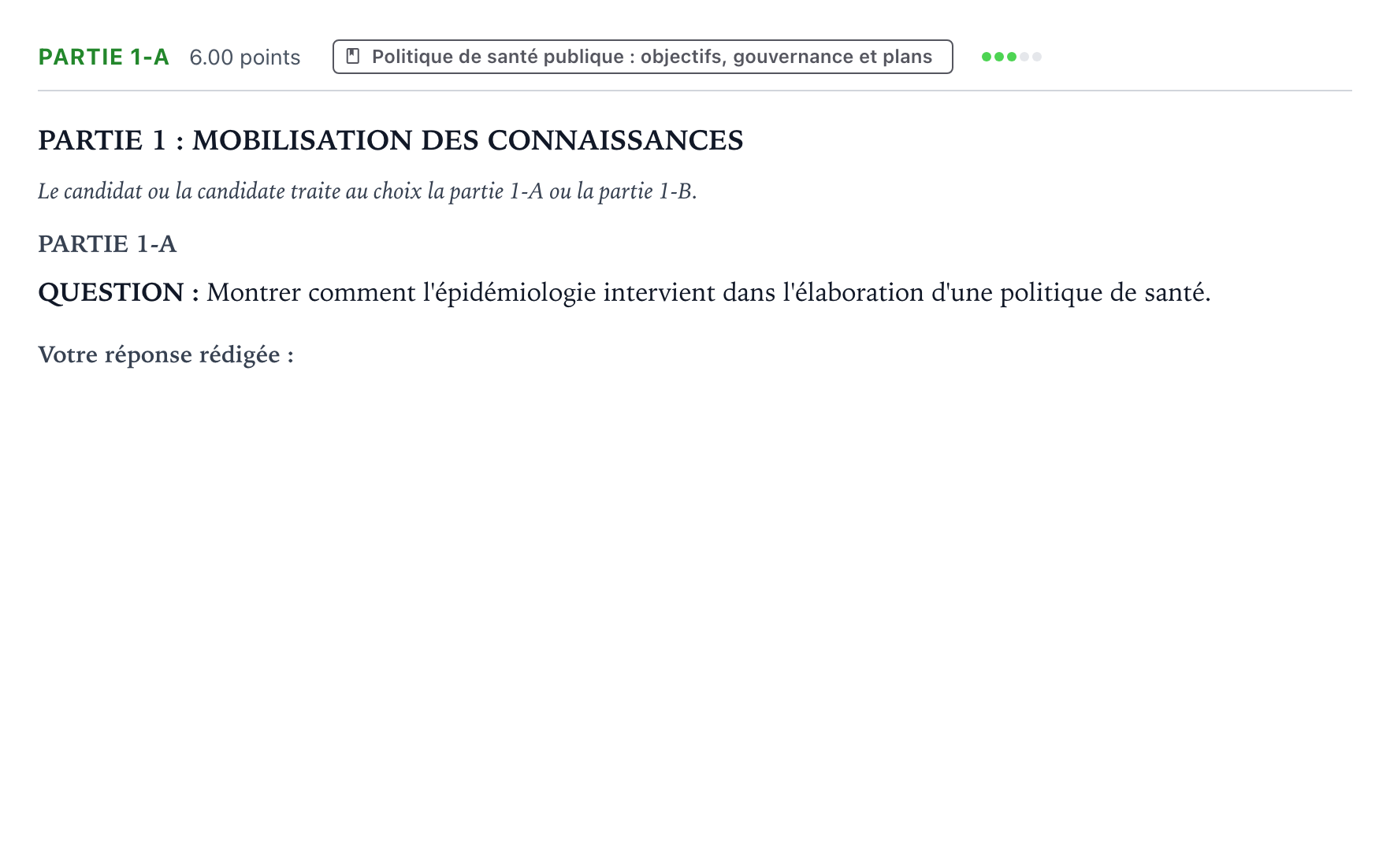 Énoncé: Partie 1-A · Bac ST2S Sciences et Techniques Sanitaires et Sociales Métropole remplacement 2022
