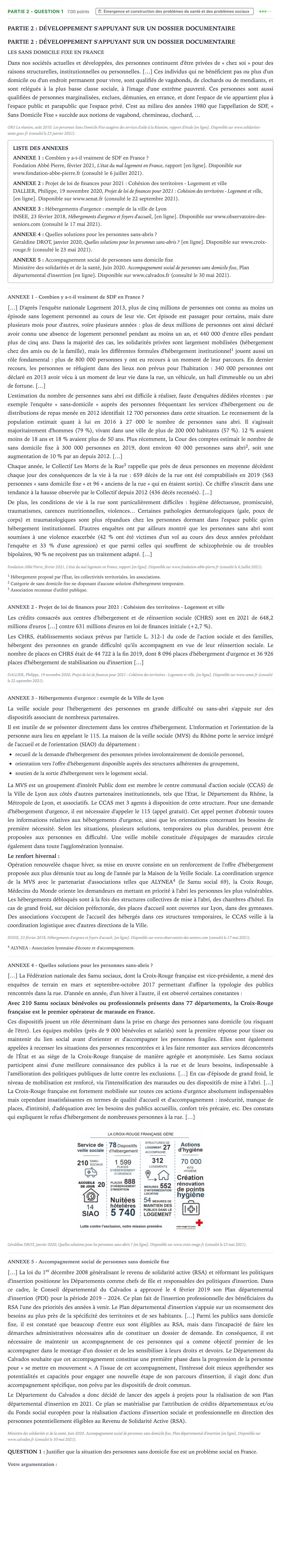 Énoncé: Partie 2 - Question 1 · Bac ST2S Sciences et Techniques Sanitaires et Sociales Métropole remplacement 2022