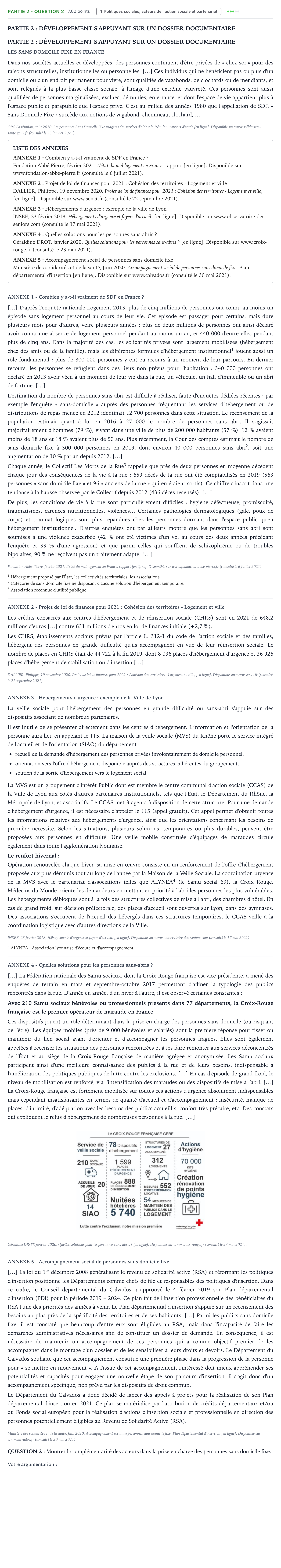 Énoncé: Partie 2 - Question 2 · Bac ST2S Sciences et Techniques Sanitaires et Sociales Métropole remplacement 2022